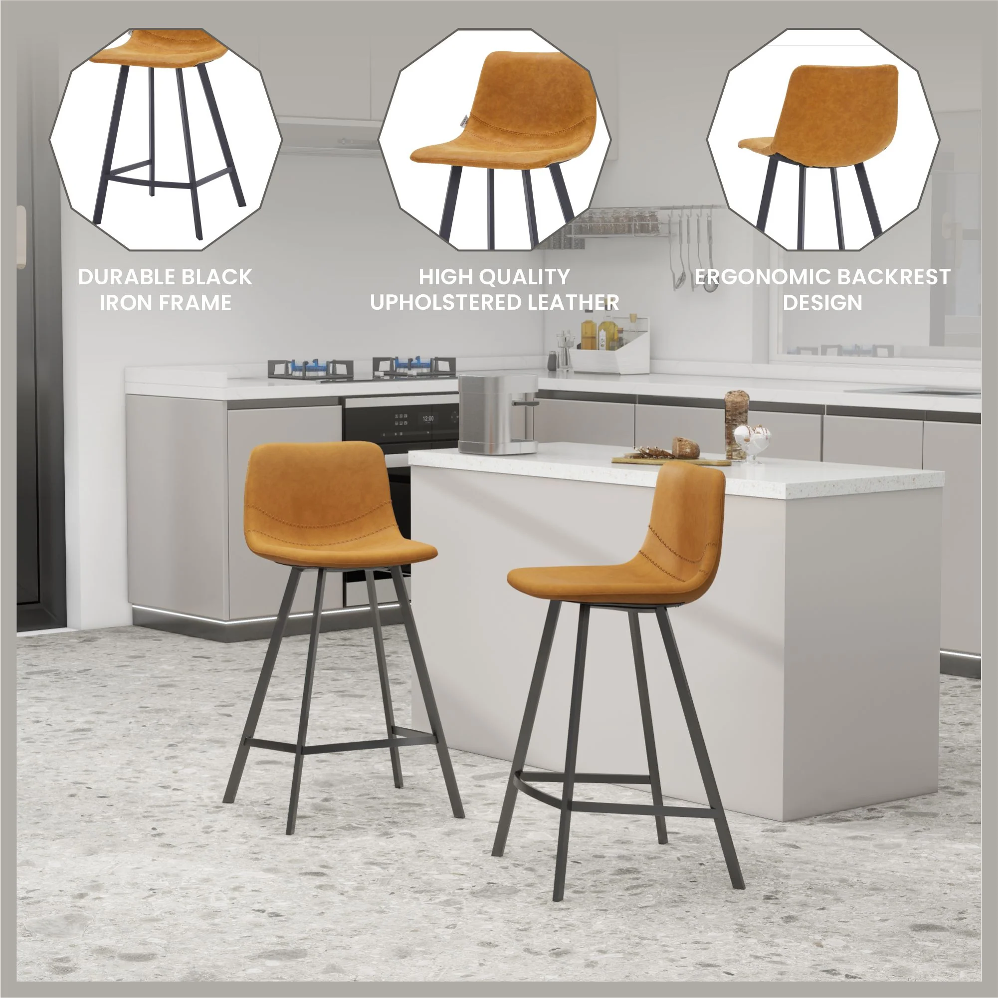 Elland - Counter stool -Light Brown