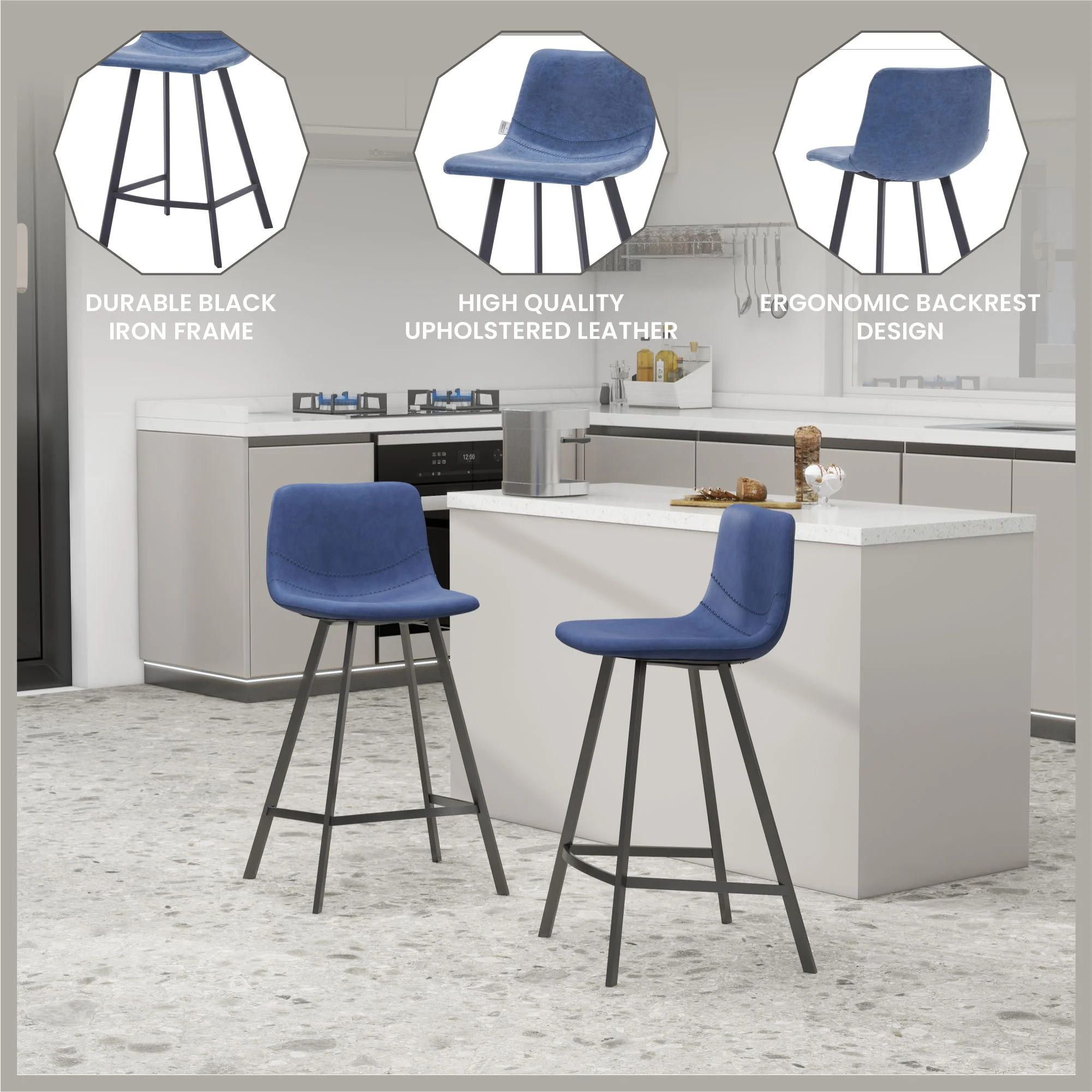 Elland - Counter stool - Peacock Blue