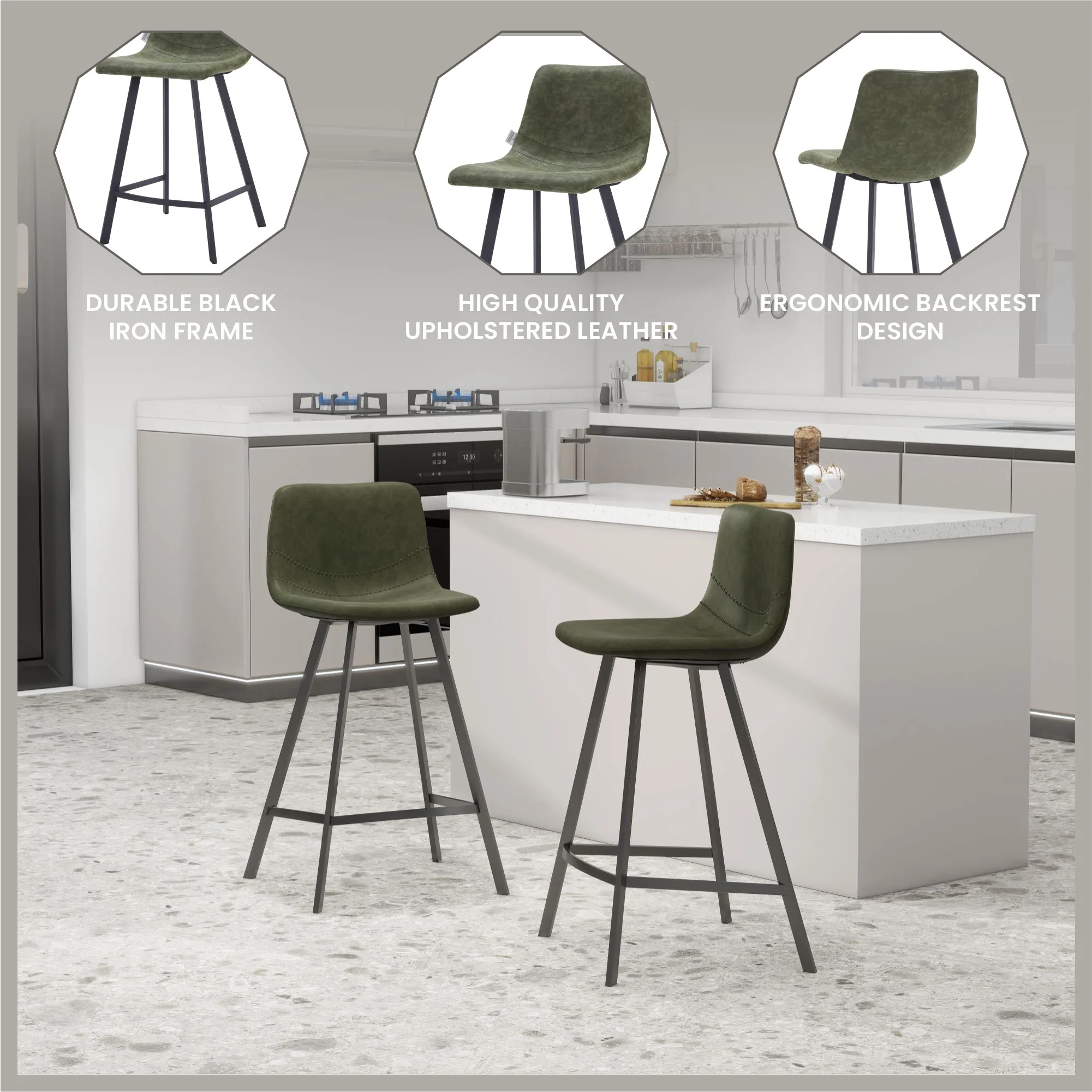 Elland - Counter stool - Olive Green