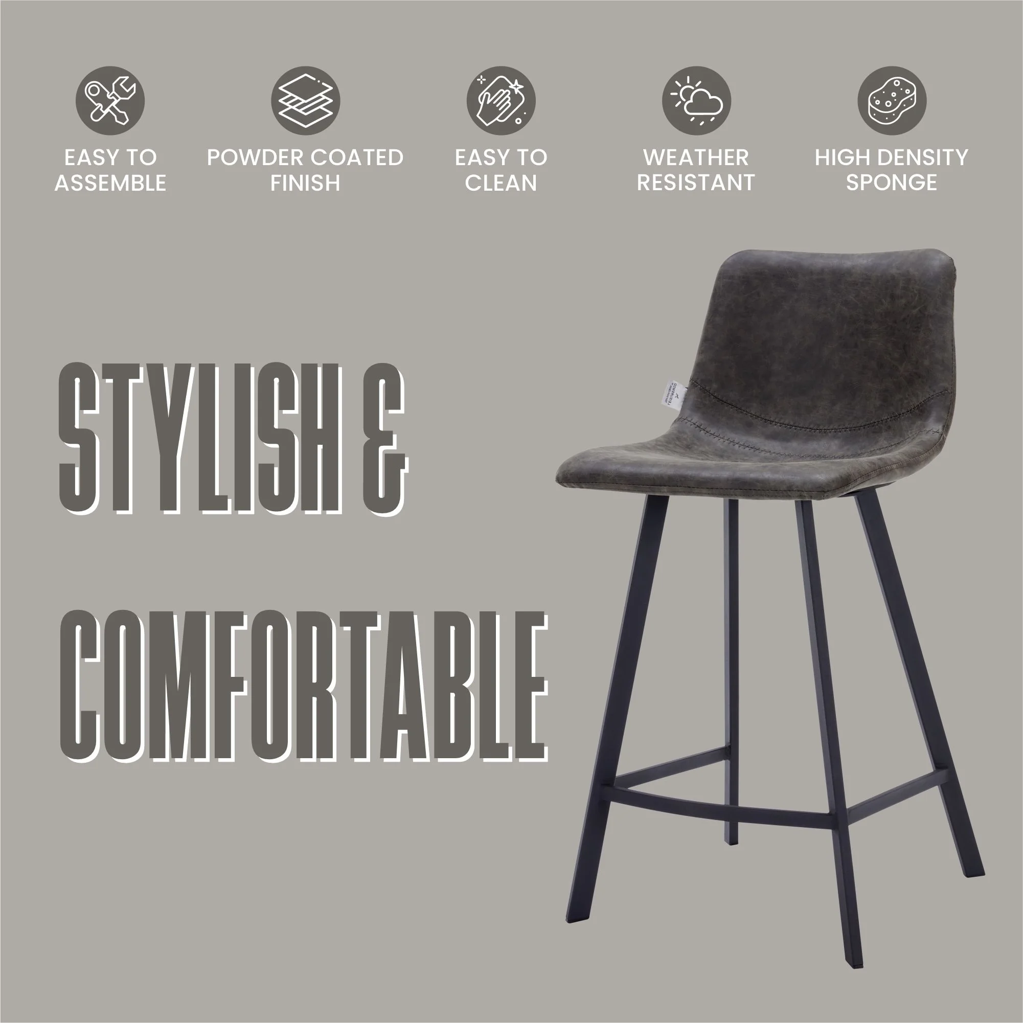 Elland - Counter stool - Grey