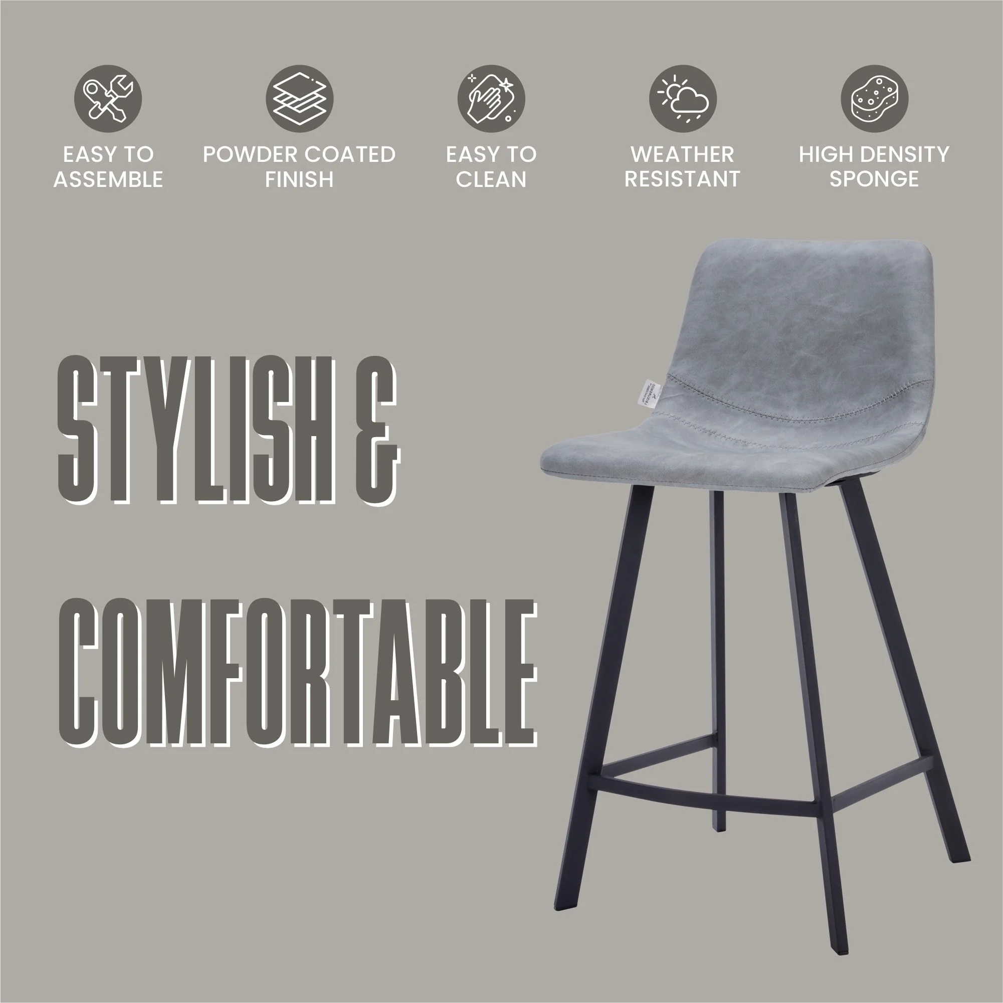 Elland - Counter stool -Light Grey