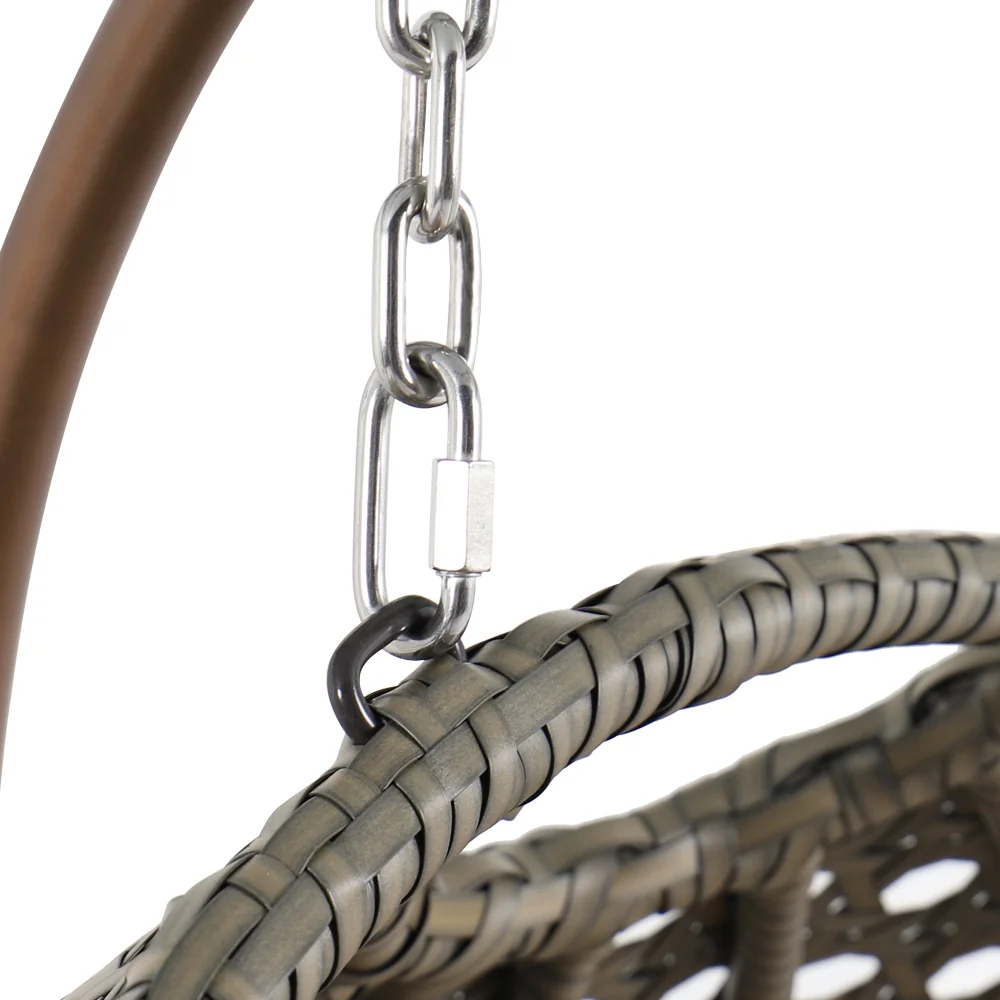 Beige Wicker Hanging 2 person Egg Swing Chair