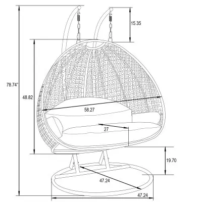 Wicker Hanging 2 person Egg Swing Chair With Outdoor Cover