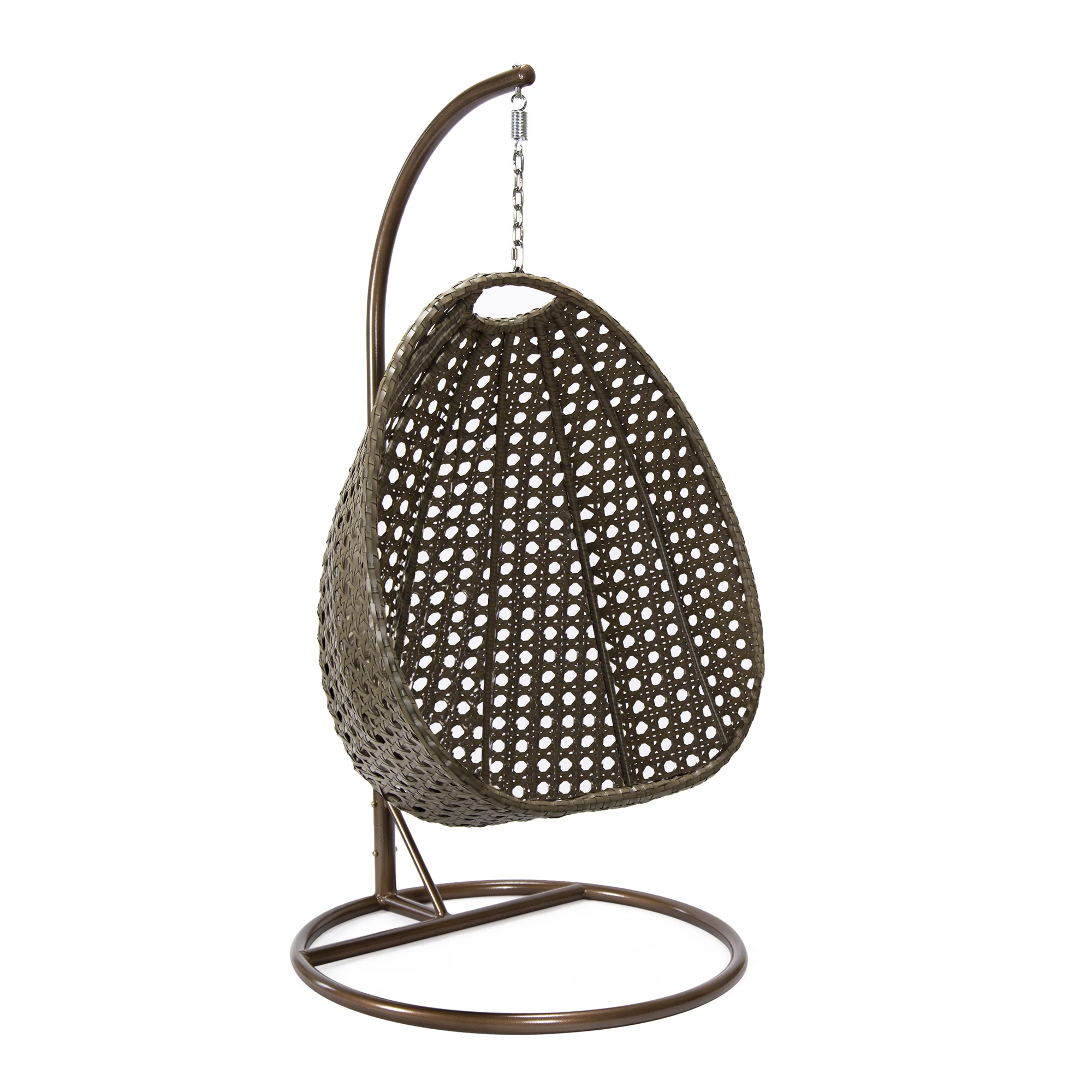 Beige Wicker Hanging Egg Swing Chair
