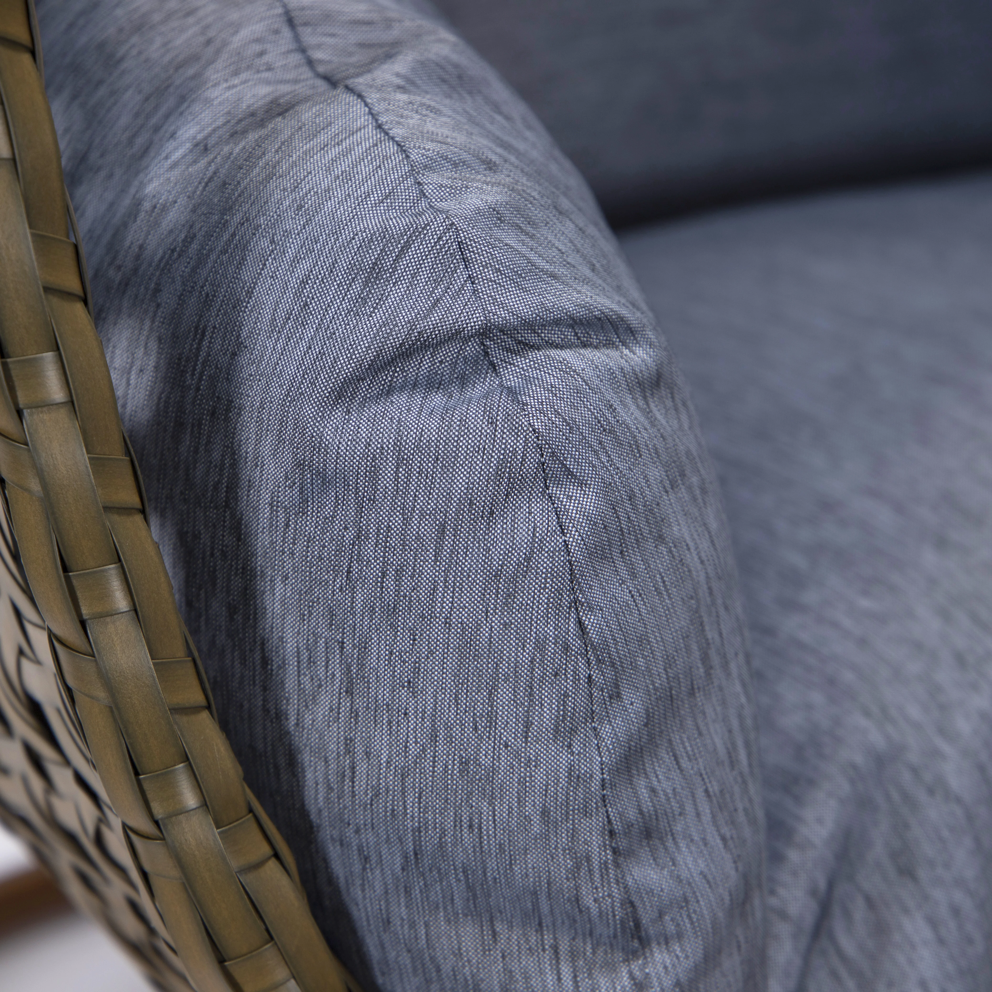 Beige Wicker Hanging Egg Swing Chair