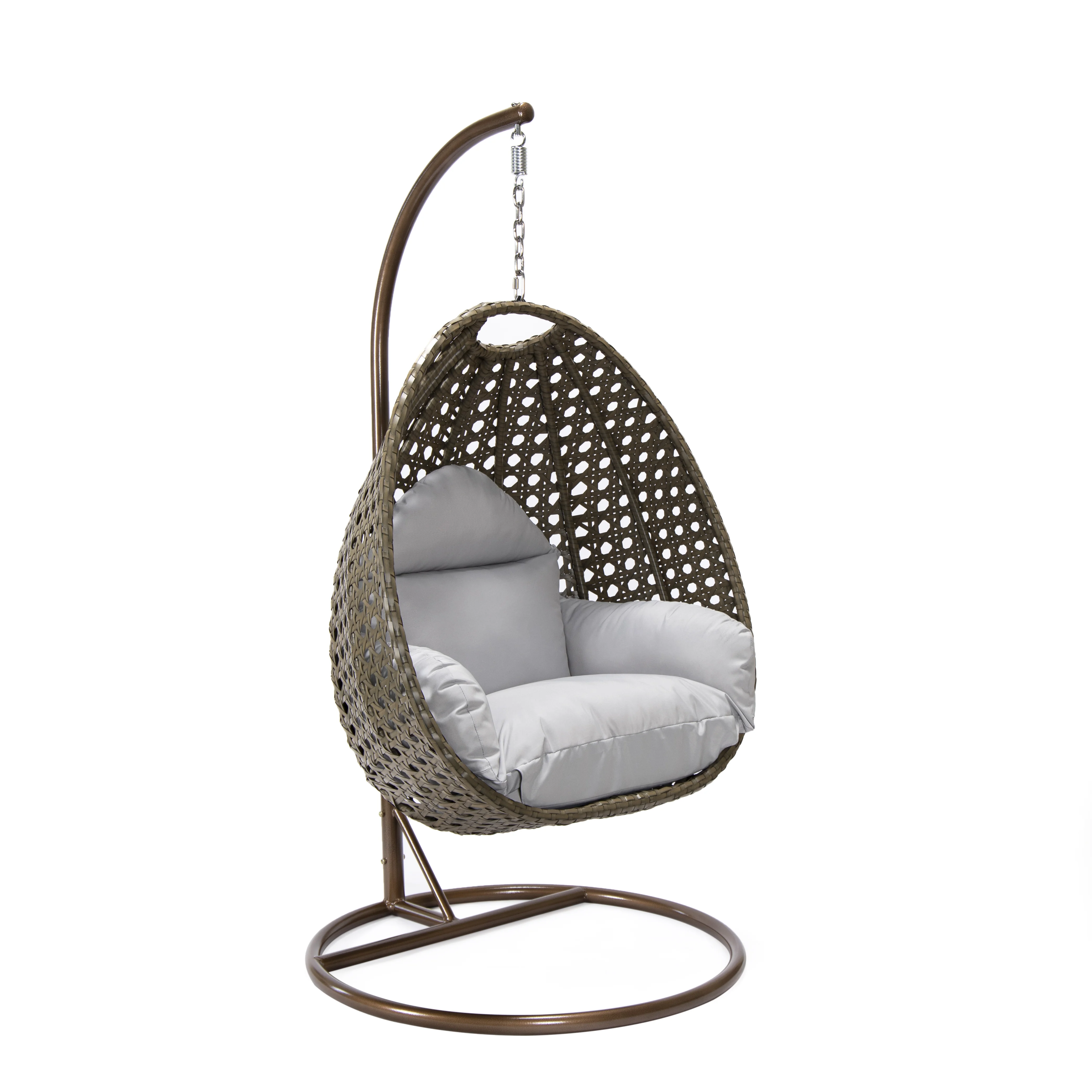 Beige Wicker Hanging Egg Swing Chair