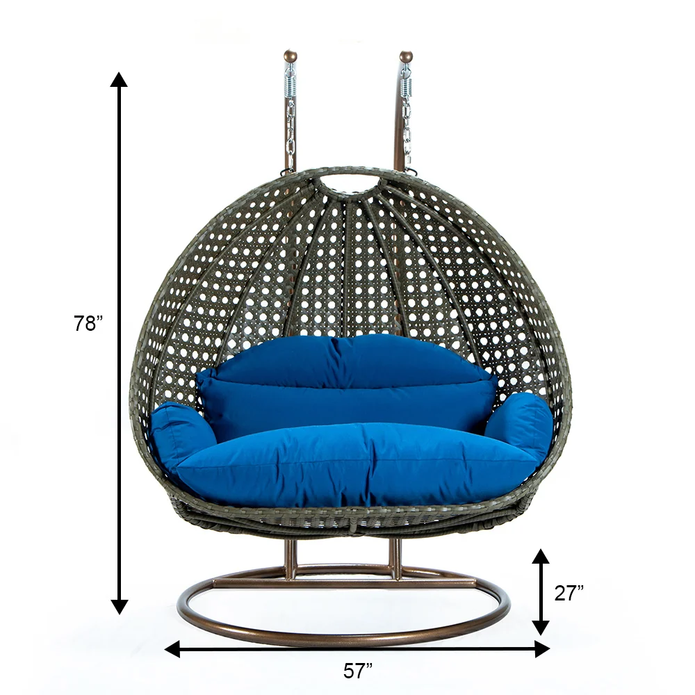 Beige Wicker Hanging 2 person Egg Swing Chair