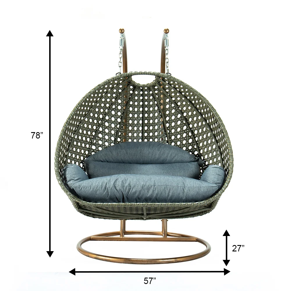 Beige Wicker Hanging 2 person Egg Swing Chair