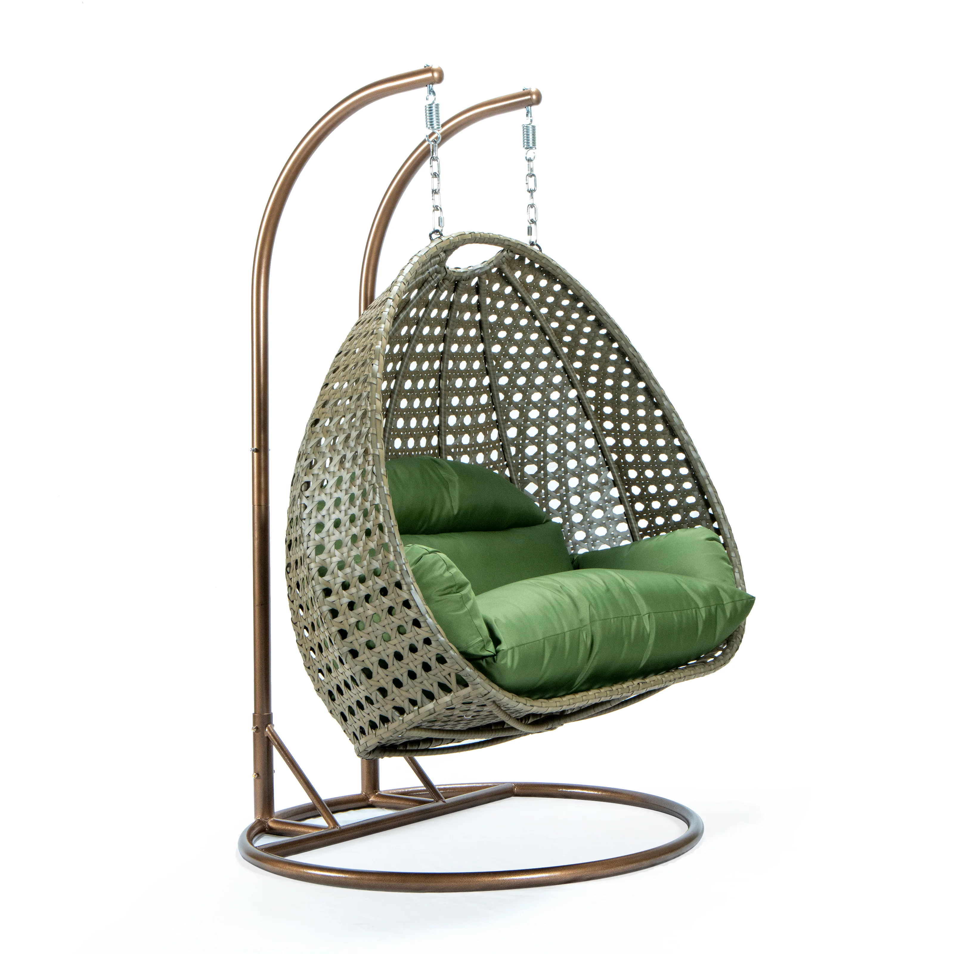 Beige Wicker Hanging 2 person Egg Swing Chair