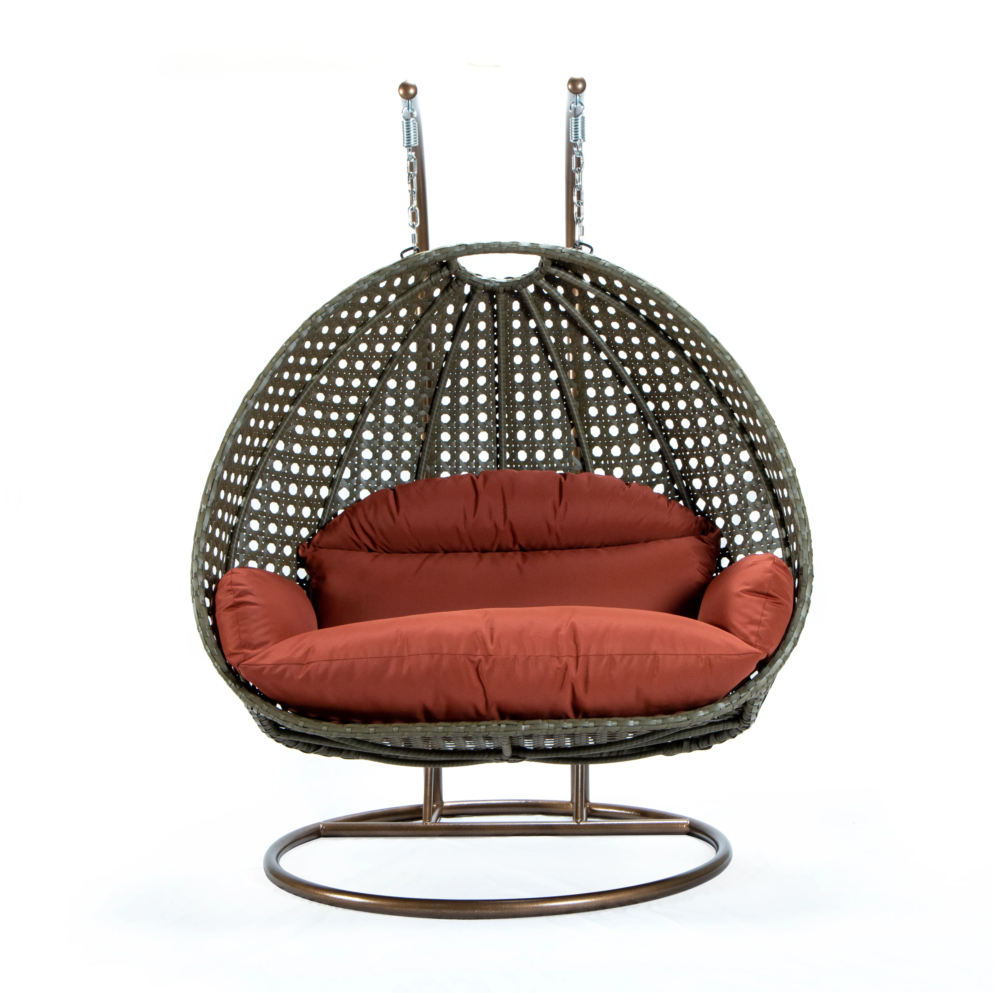 Beige Wicker Hanging 2 person Egg Swing Chair
