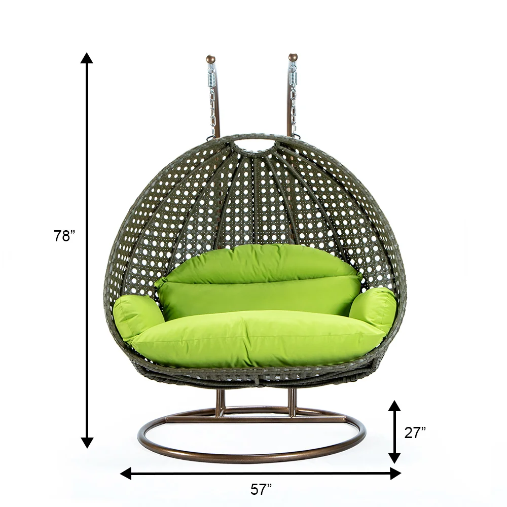 Beige Wicker Hanging 2 person Egg Swing Chair