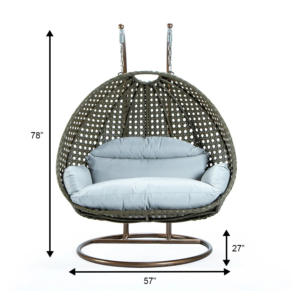 Beige Wicker Hanging 2 person Egg Swing Chair