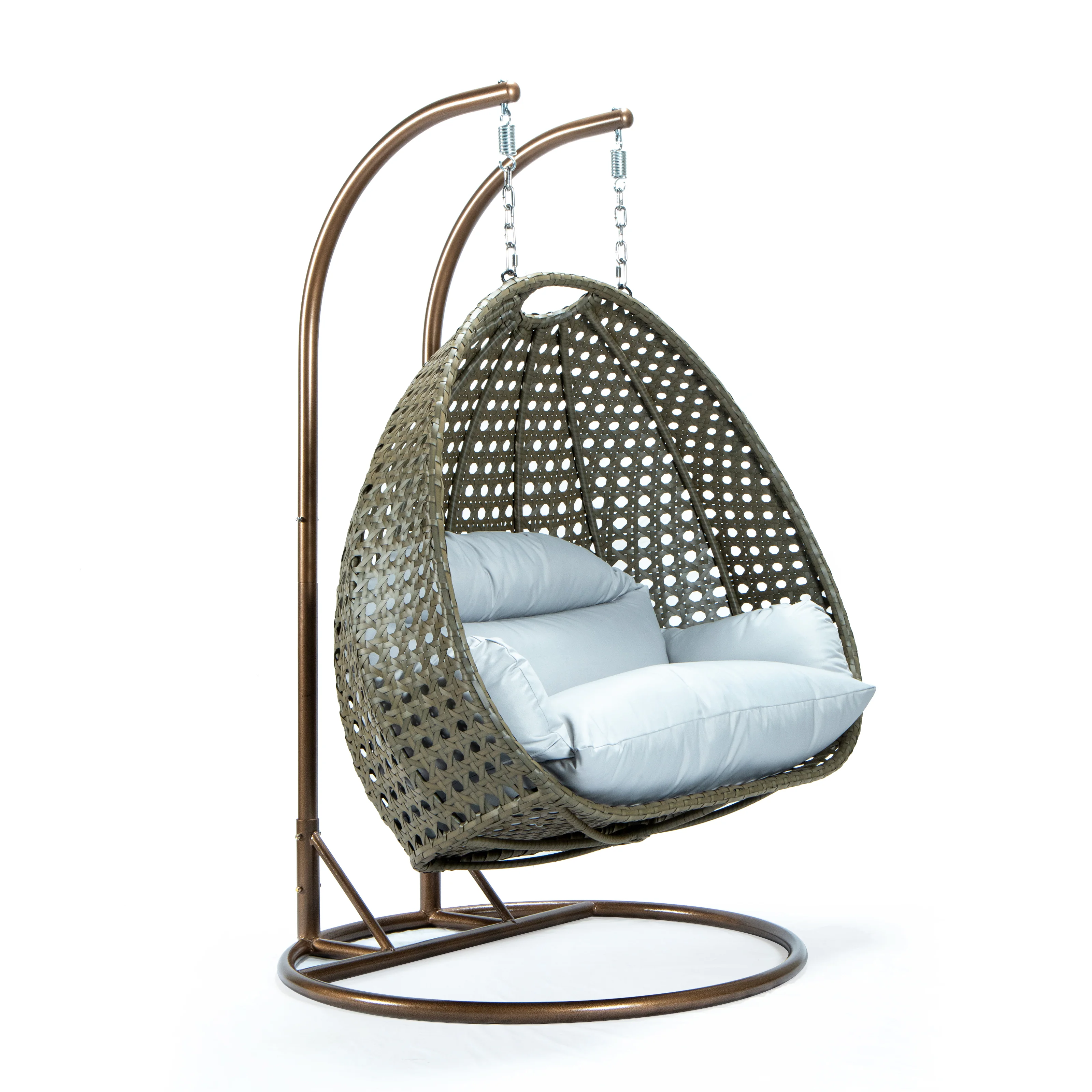 Beige Wicker Hanging 2 person Egg Swing Chair
