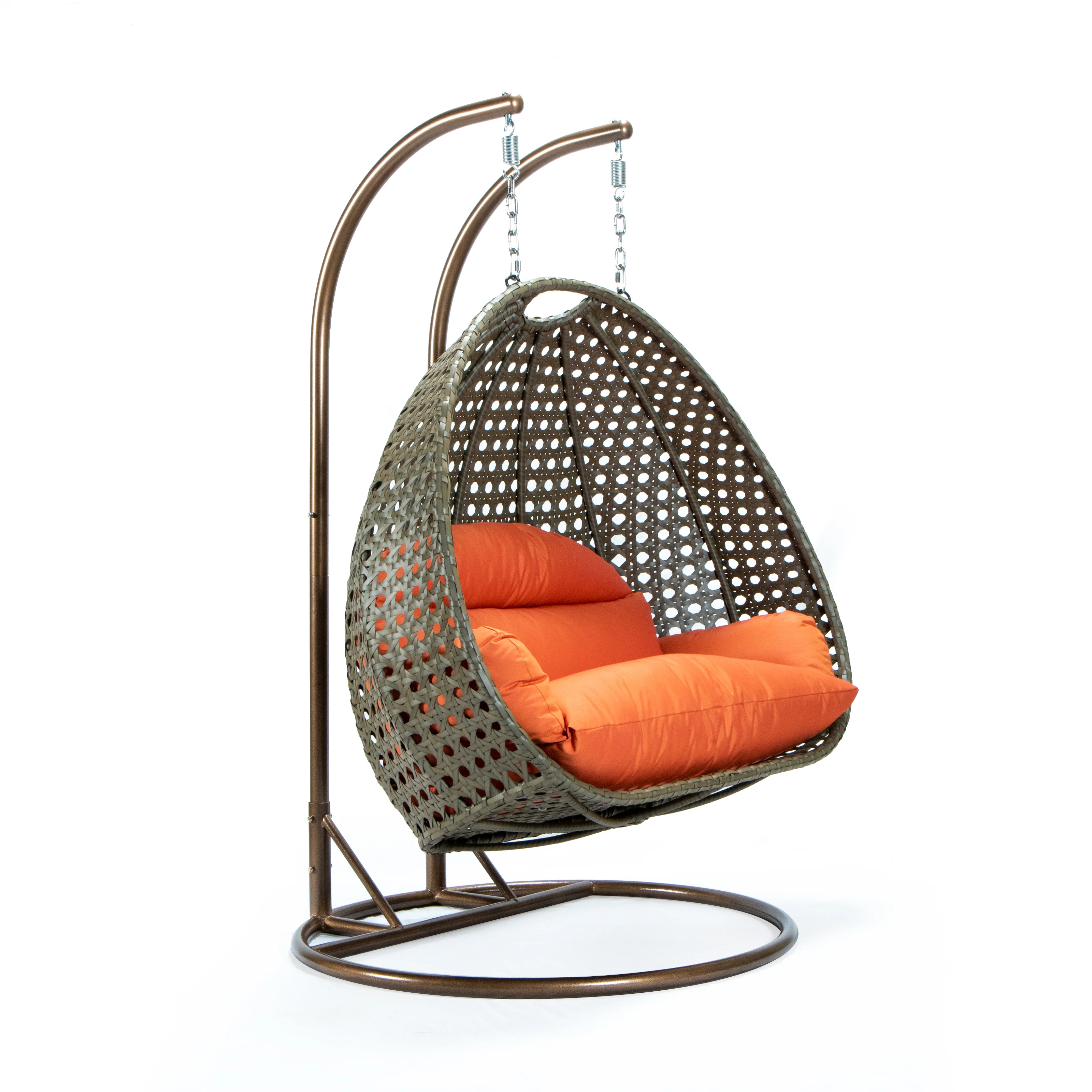 Beige Wicker Hanging 2 person Egg Swing Chair