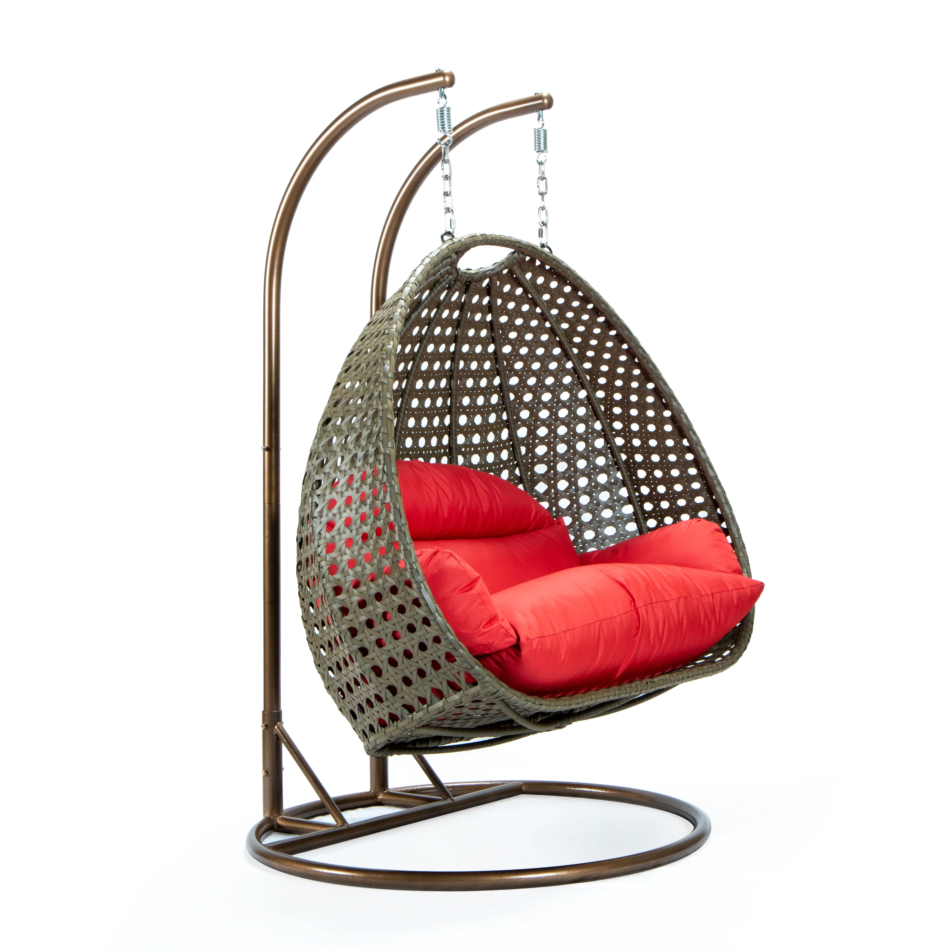 Beige Wicker Hanging 2 person Egg Swing Chair