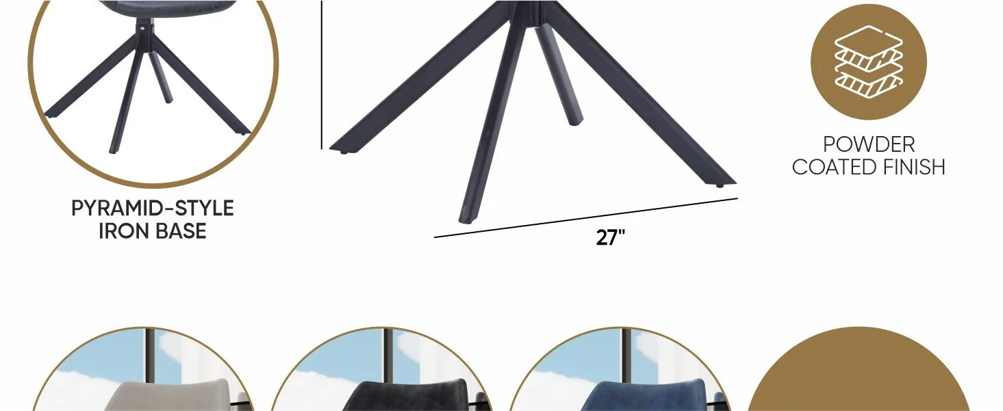 Markley Modern Leather Dining Swival Arm Chair in Black