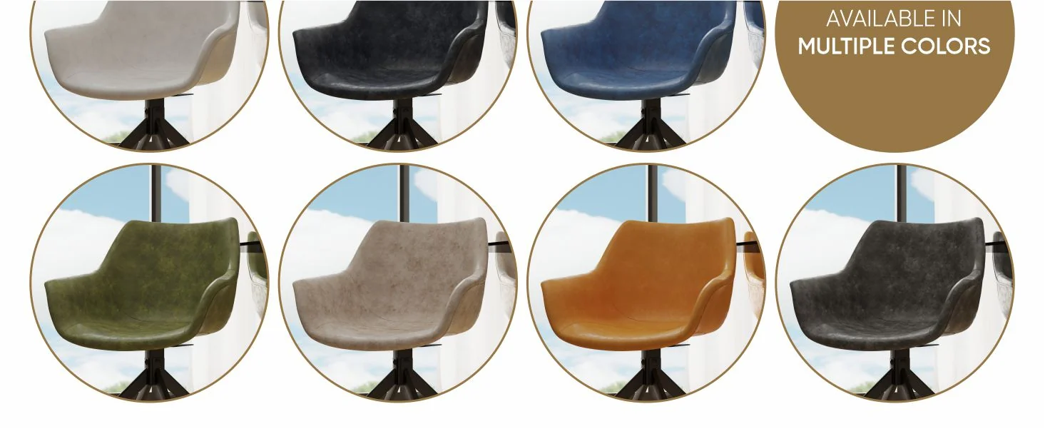 Markley Modern Leather Dining Swival Arm Chair in Light Brown