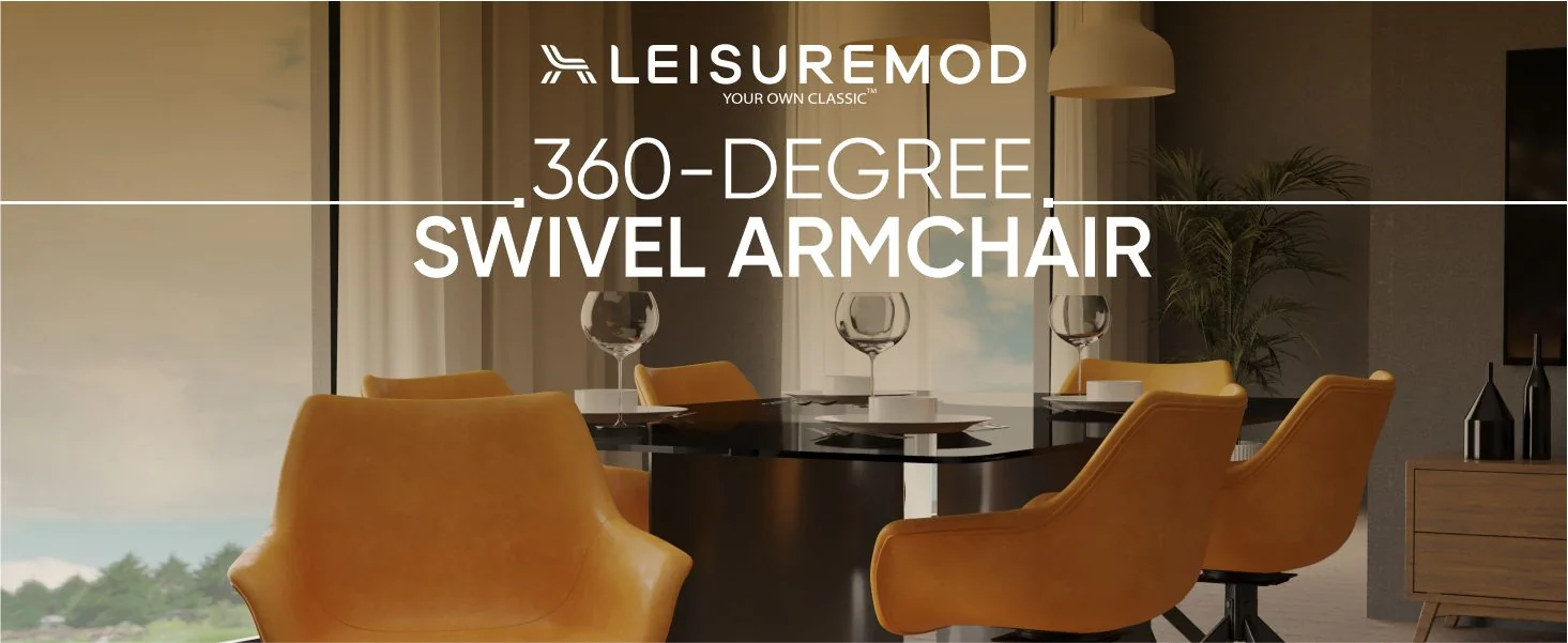 Markley Modern Leather Dining Swival Arm Chair in Light Brown