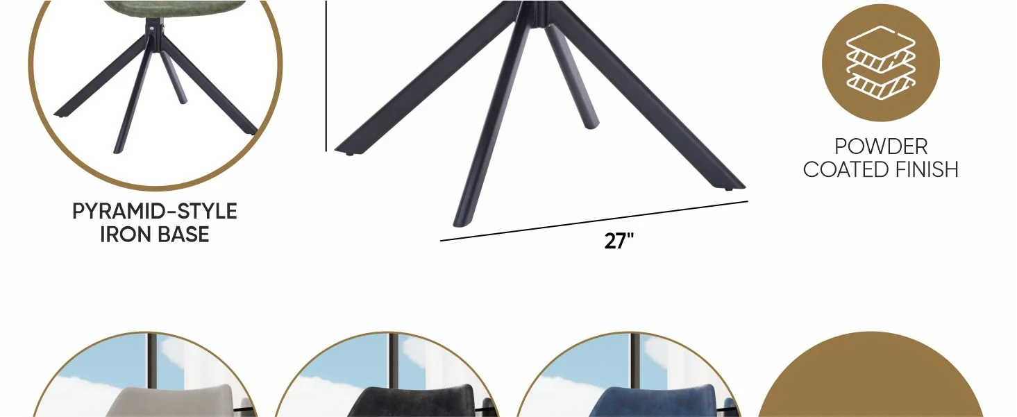 Markley Modern Leather Dining Swival Arm Chair in Green