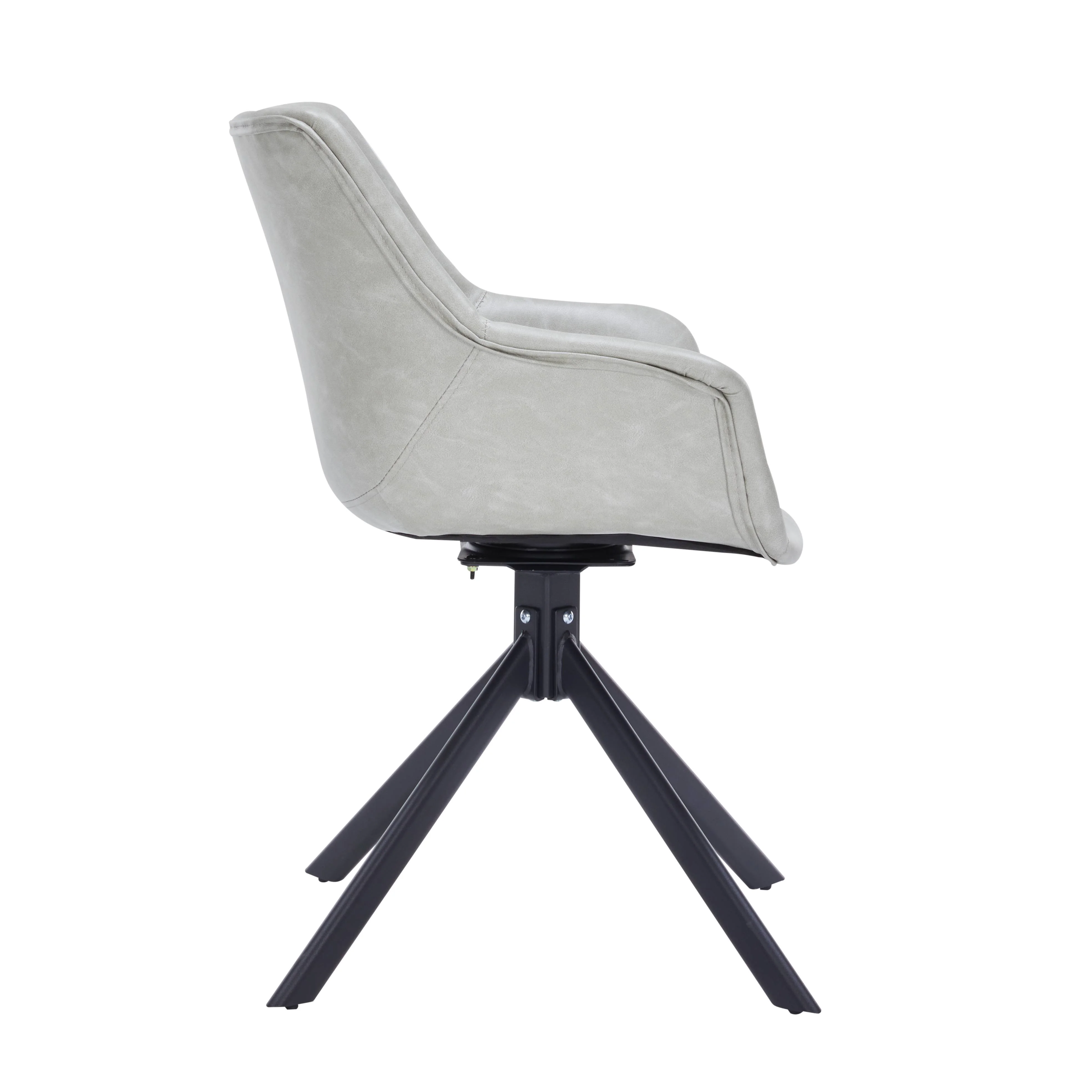 Markley Modern Leather Dining Swival Arm Chair in Light Grey