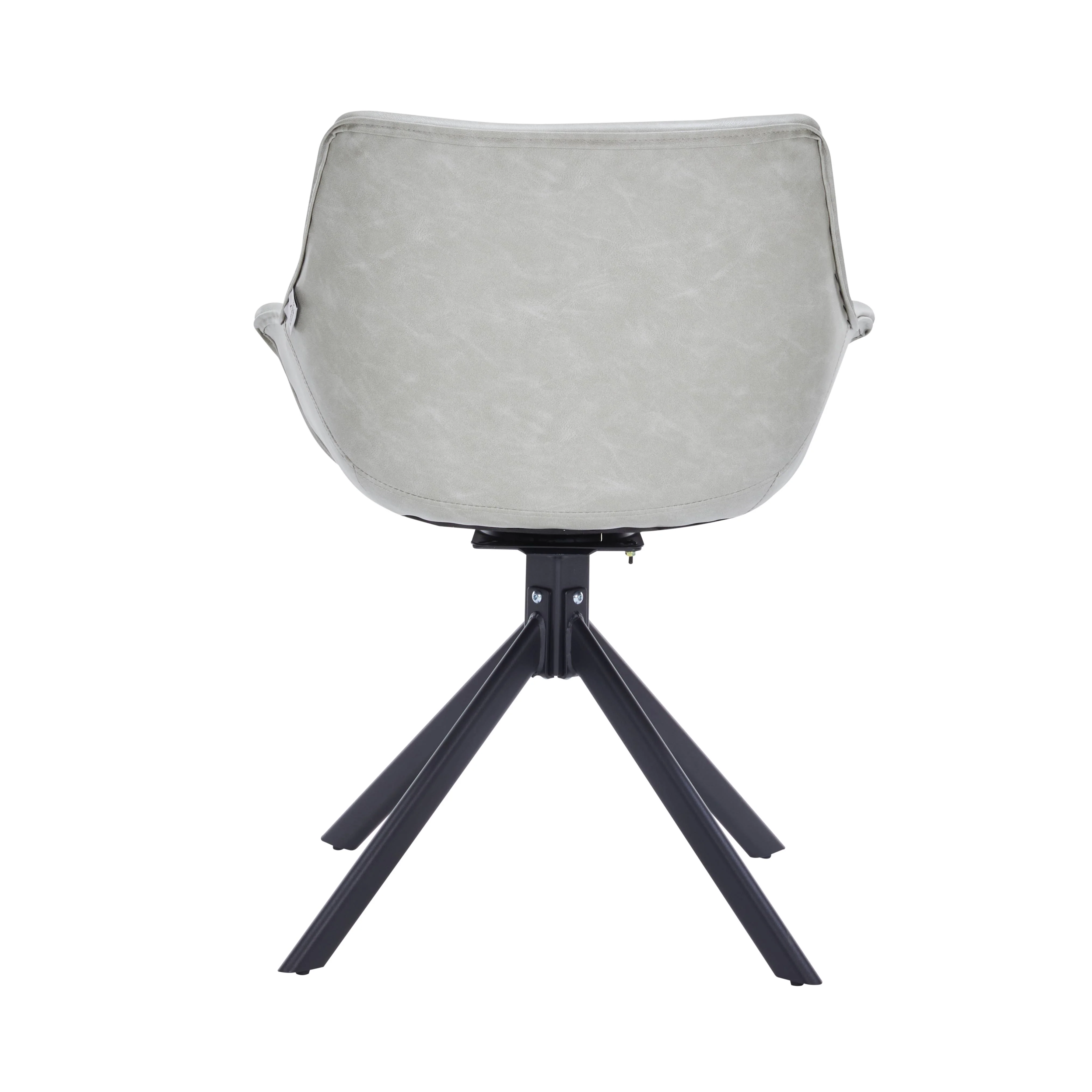 Markley Modern Leather Dining Swival Arm Chair in Light Grey