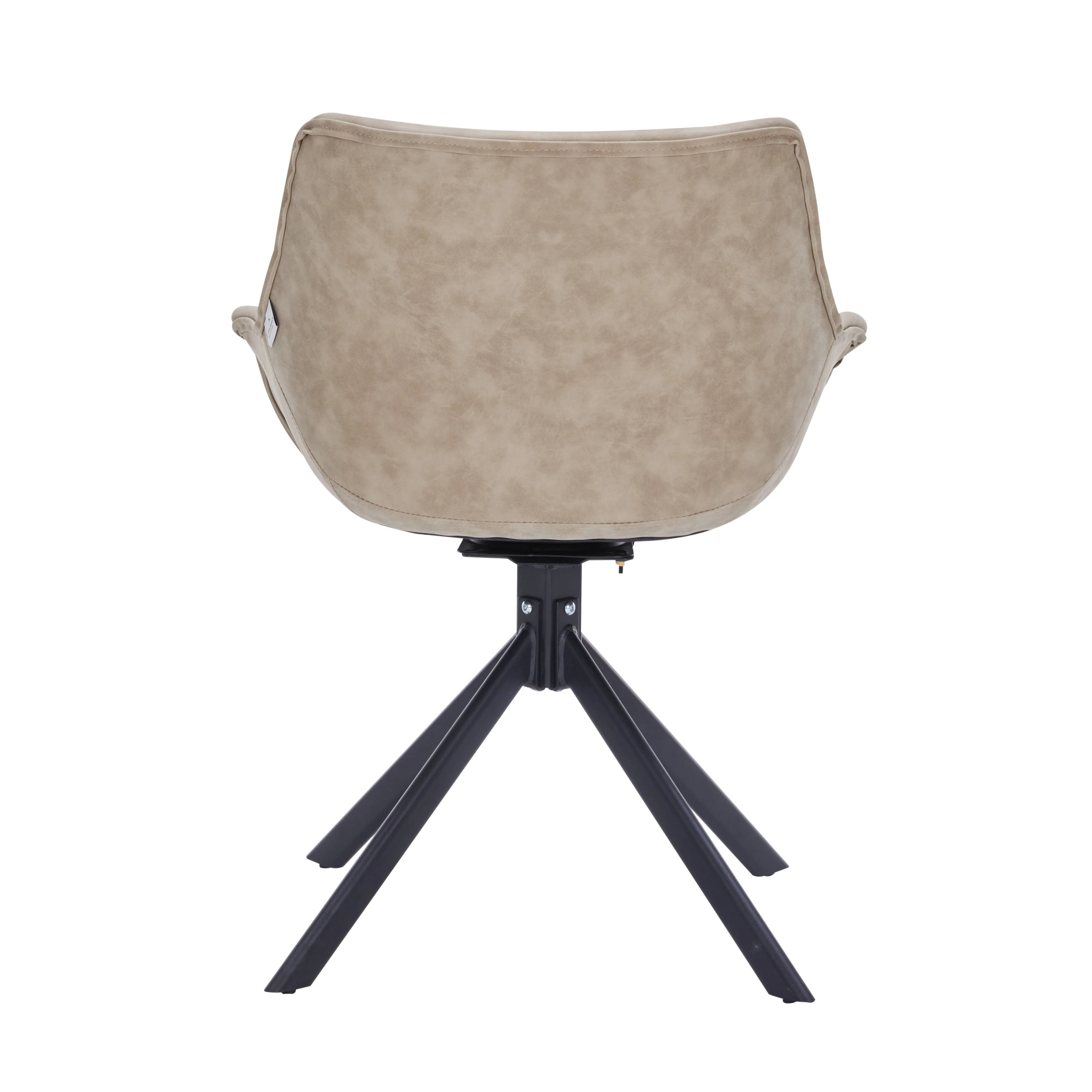 Markley Modern Leather Dining Swival Arm Chair in Taupe