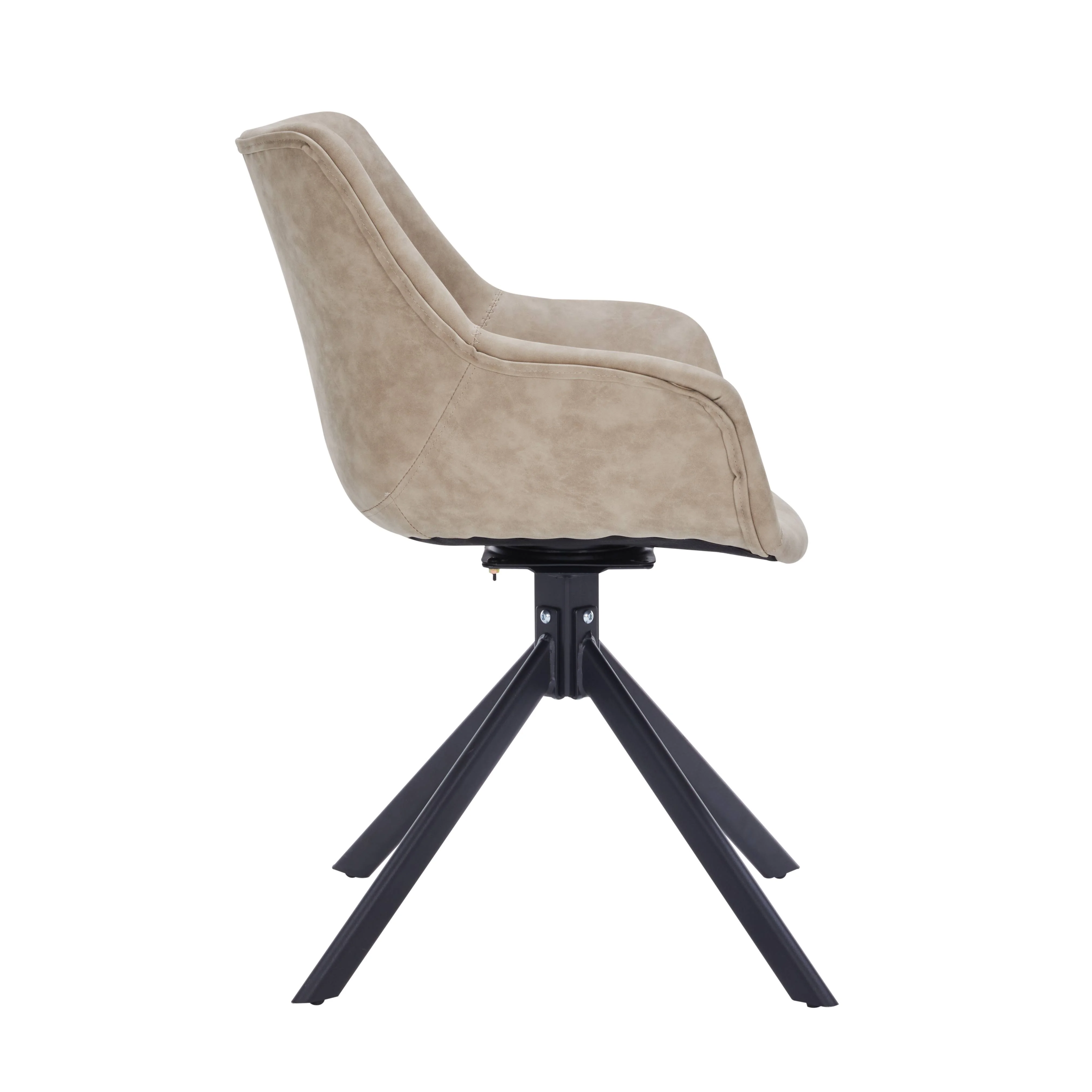 Markley Modern Leather Dining Swival Arm Chair in Taupe