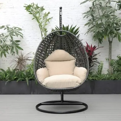 Charcoal Wicker Hanging Egg Swing Chair