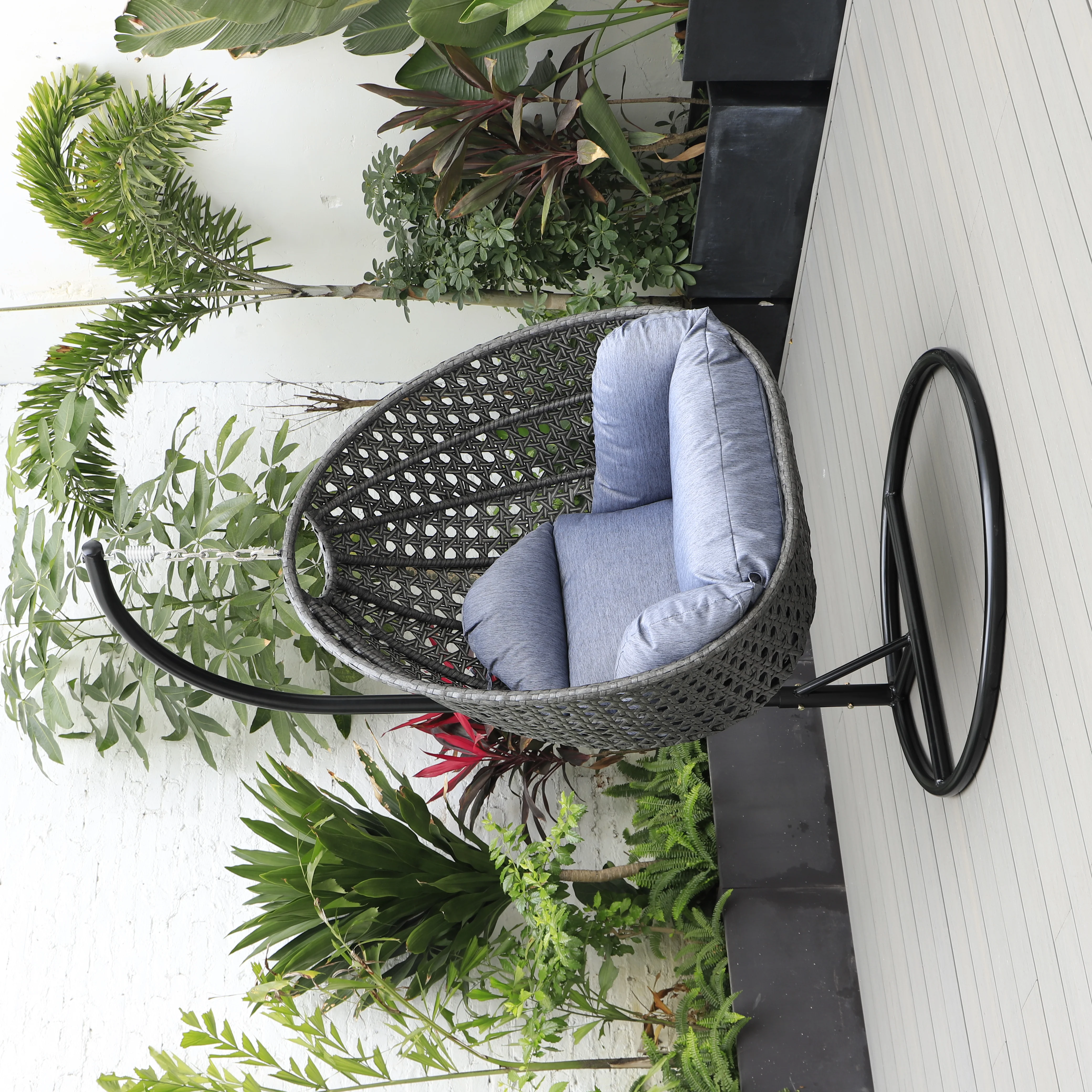 Charcoal Wicker Hanging Egg Swing Chair