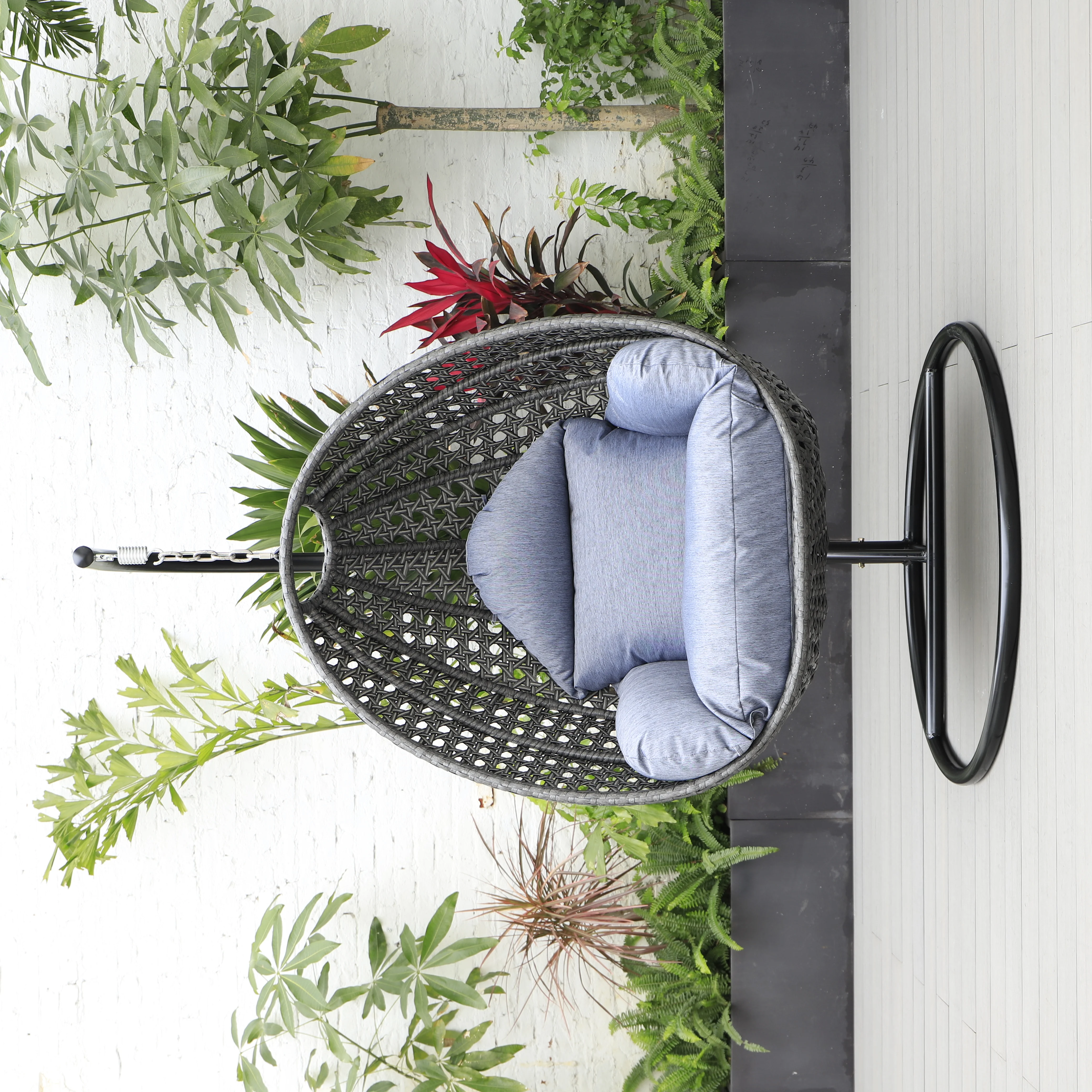 Charcoal Wicker Hanging Egg Swing Chair