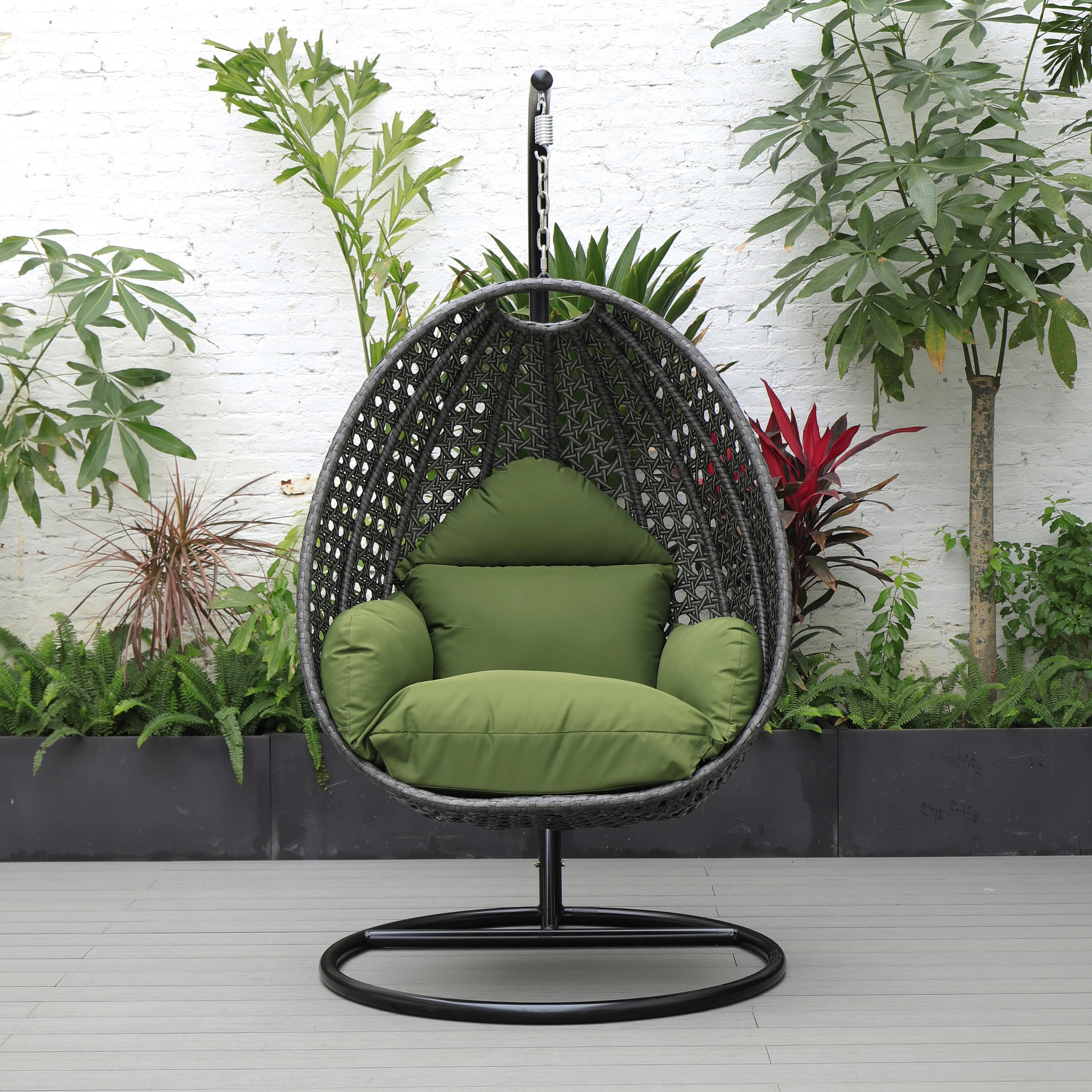 Charcoal Wicker Hanging Egg Swing Chair