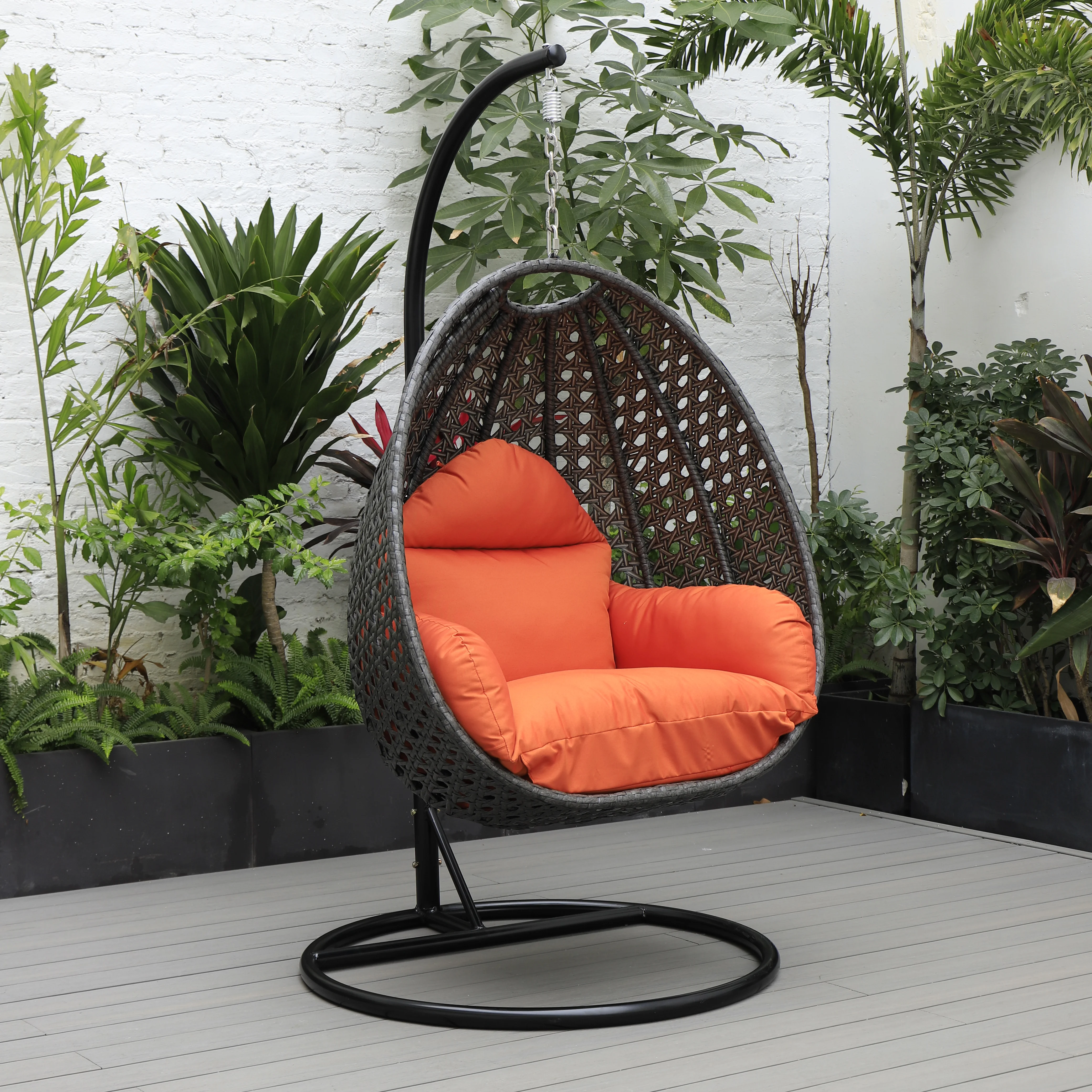Charcoal Wicker Hanging Egg Swing Chair
