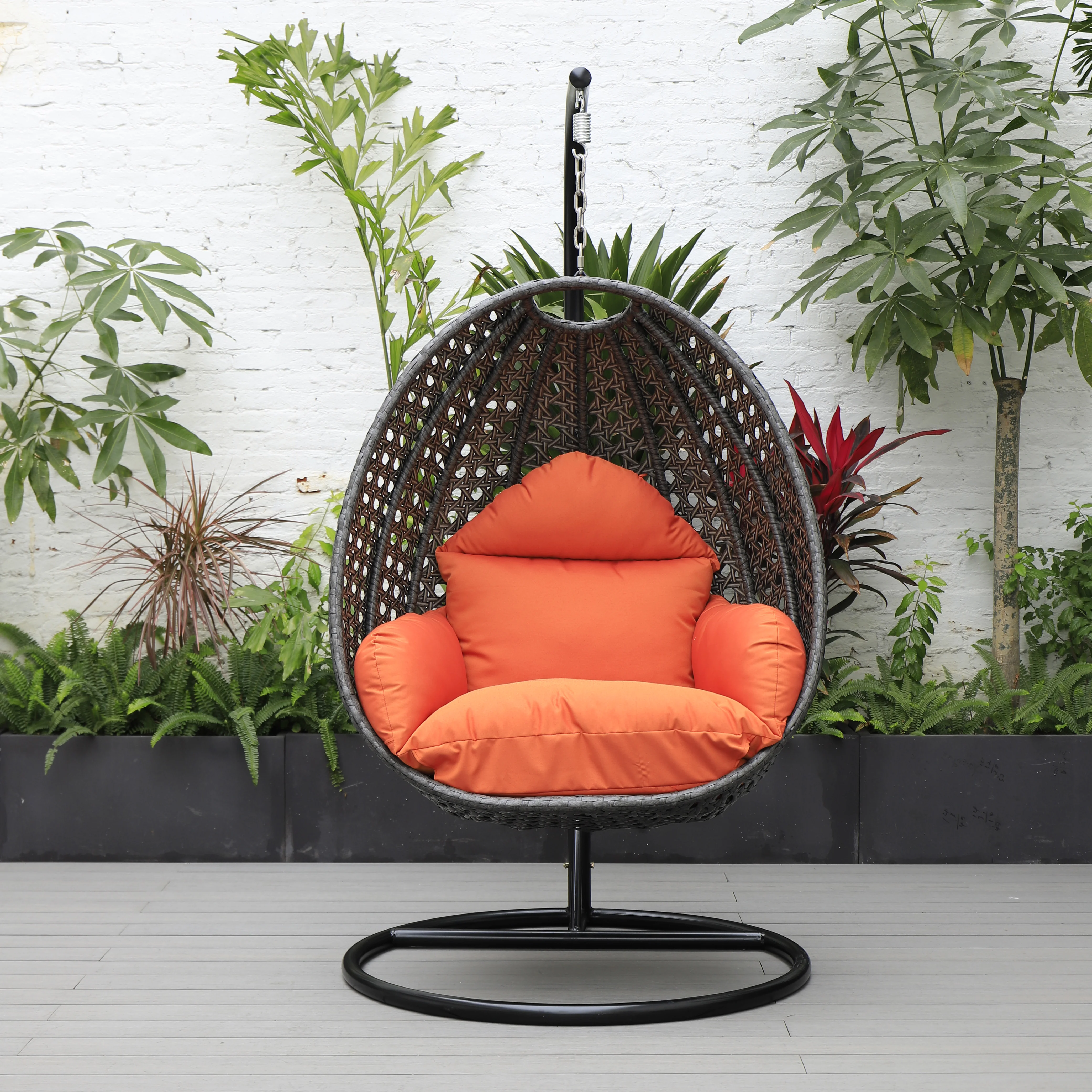 Charcoal Wicker Hanging Egg Swing Chair