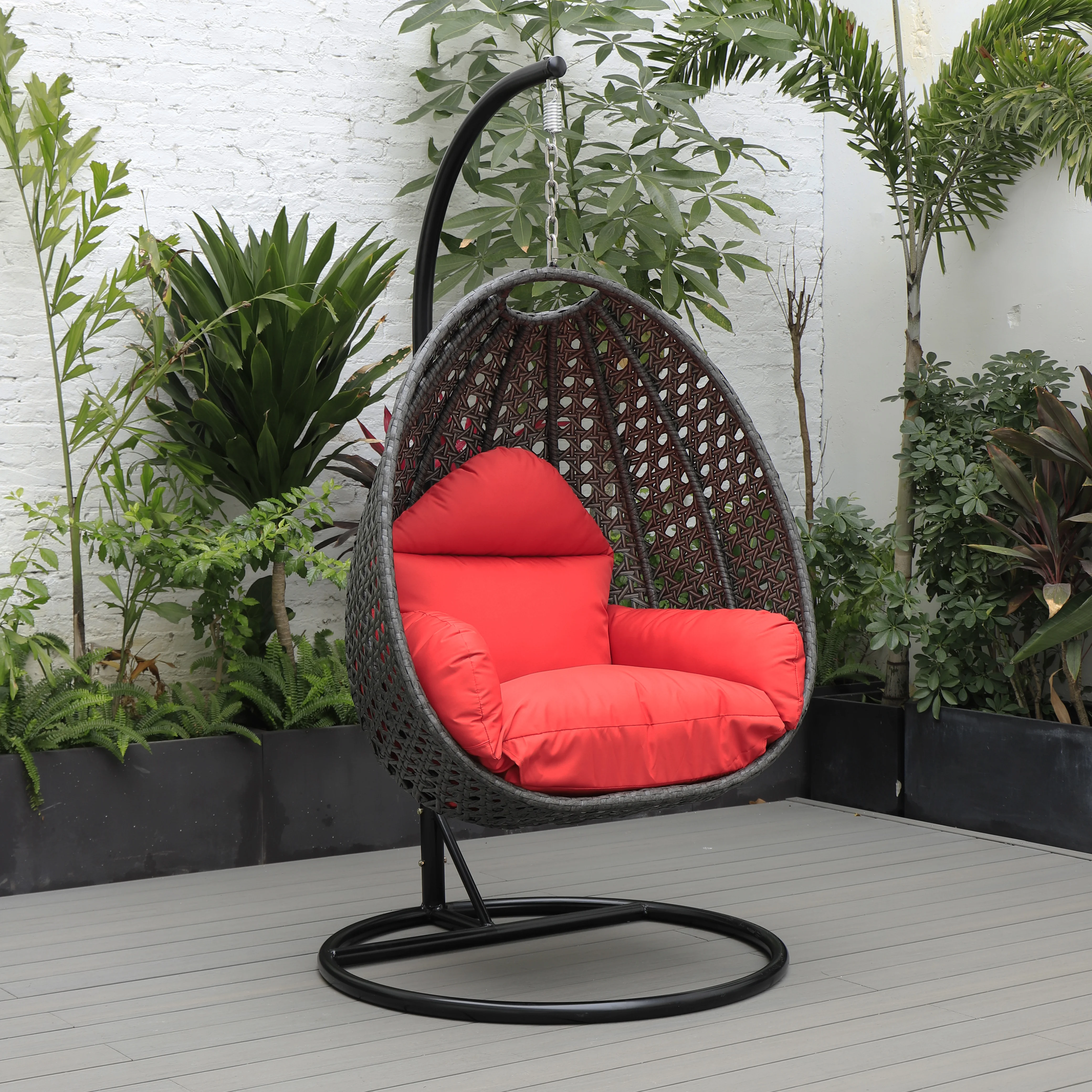 Charcoal Wicker Hanging Egg Swing Chair