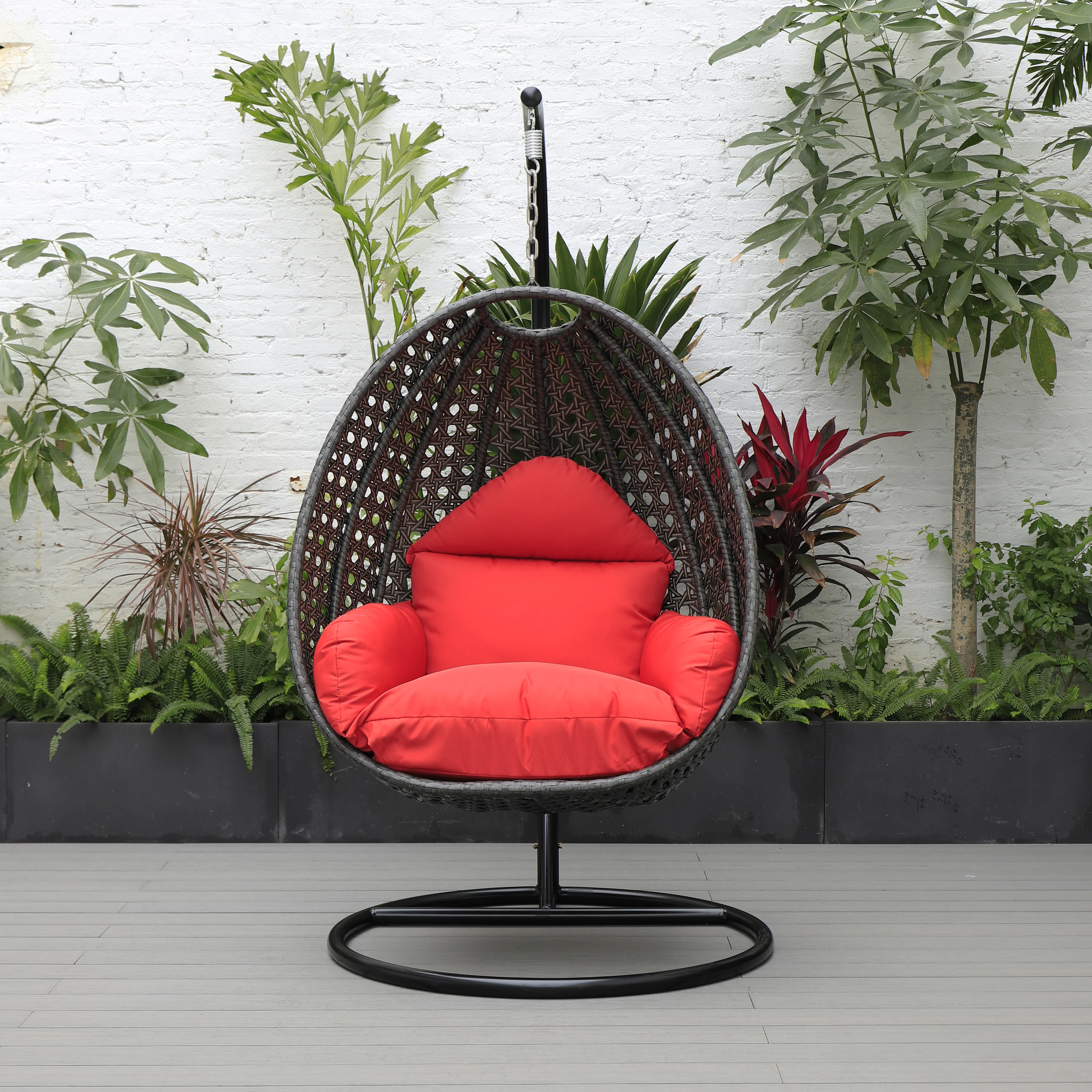 Charcoal Wicker Hanging Egg Swing Chair
