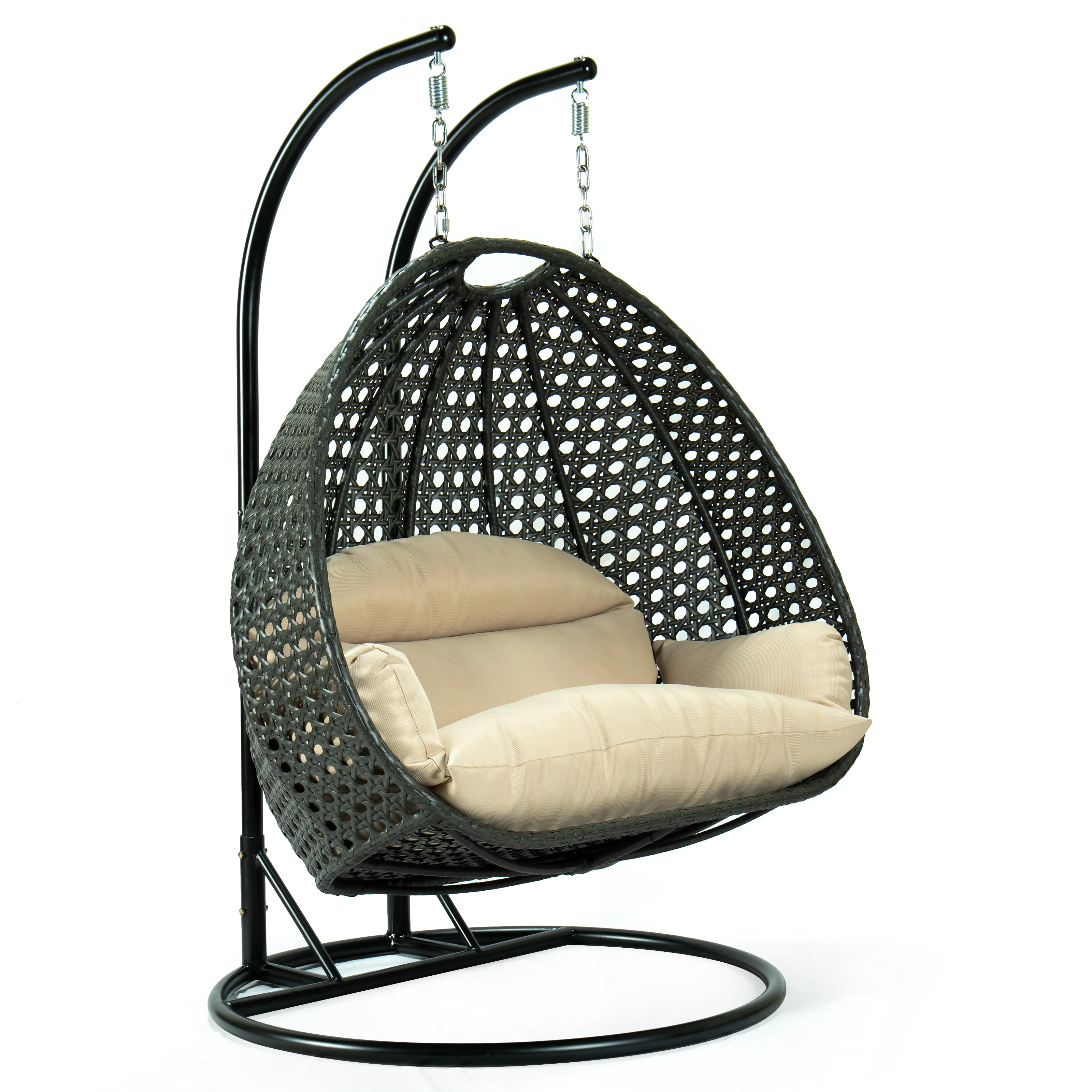 Charcoal Wicker Hanging 2 person Egg Swing Chair