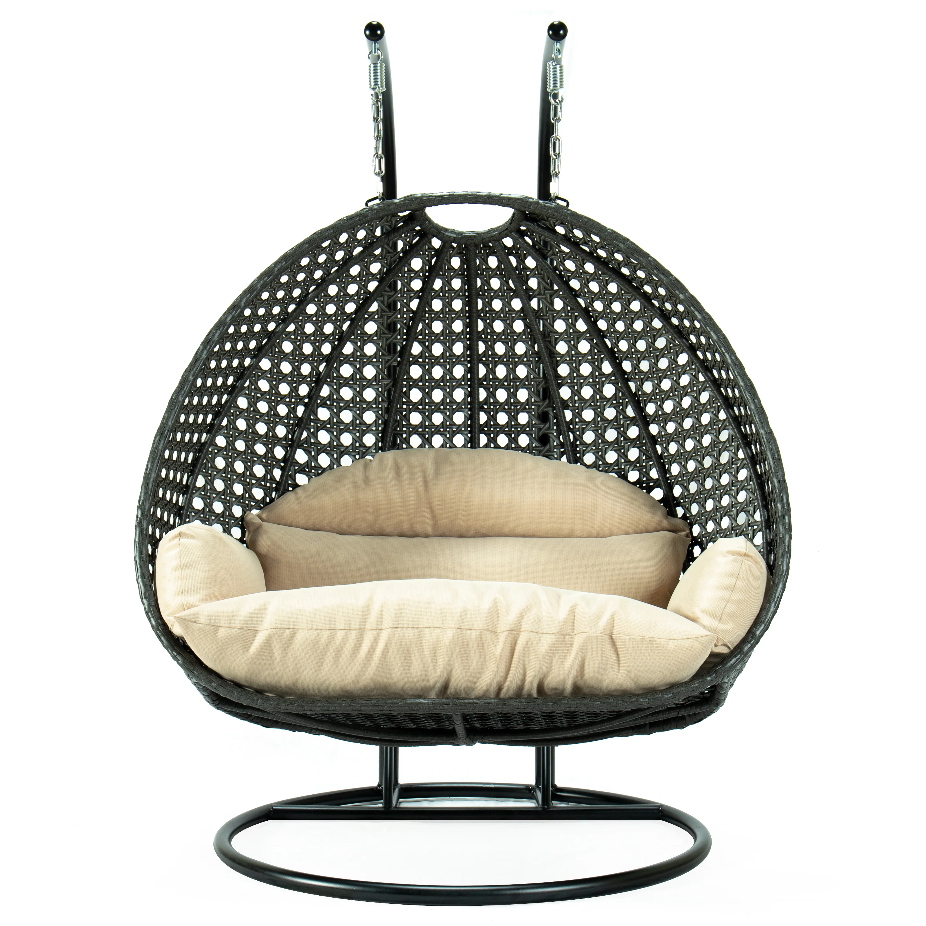 Charcoal Wicker Hanging 2 person Egg Swing Chair