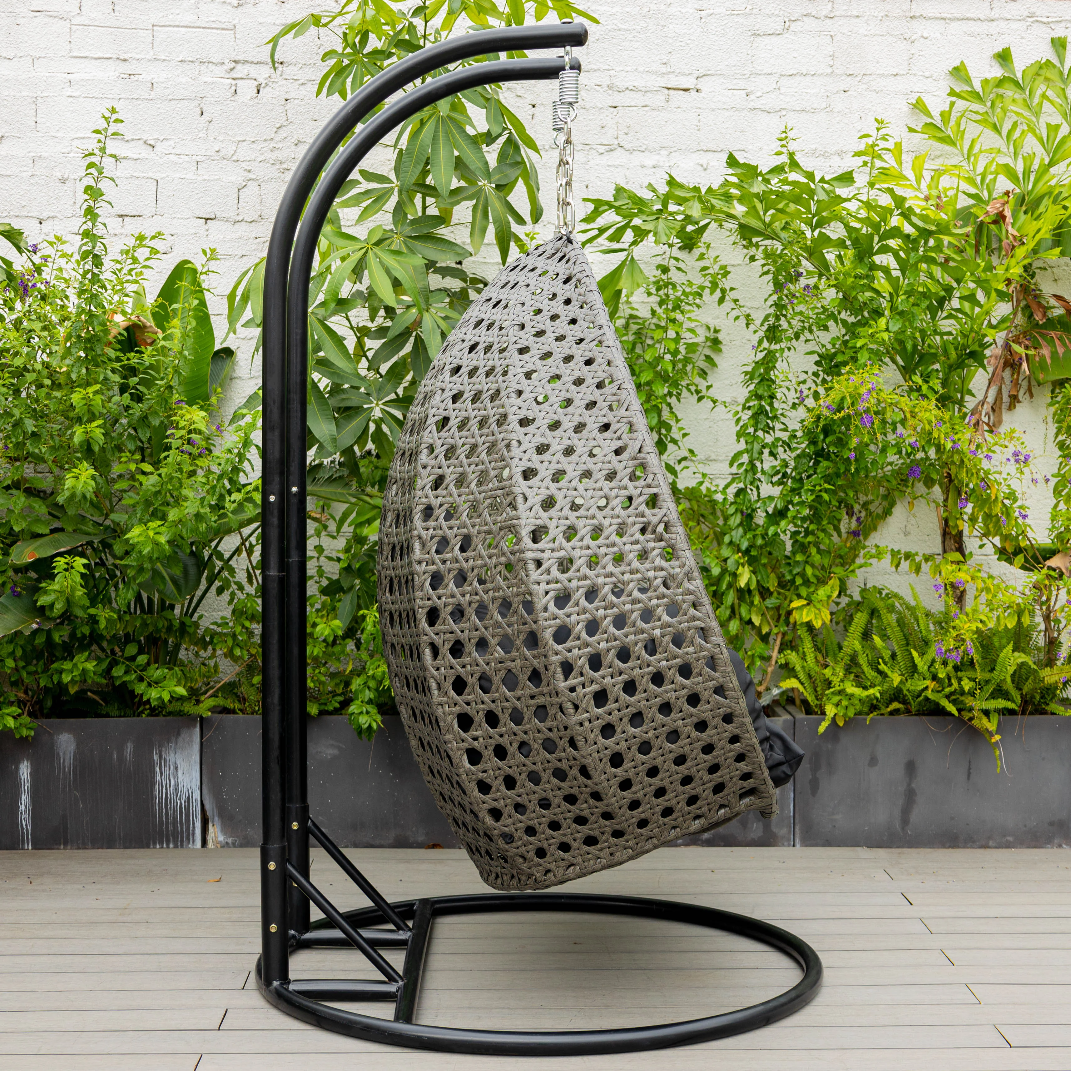 Charcoal Wicker Hanging 2 person Egg Swing Chair
