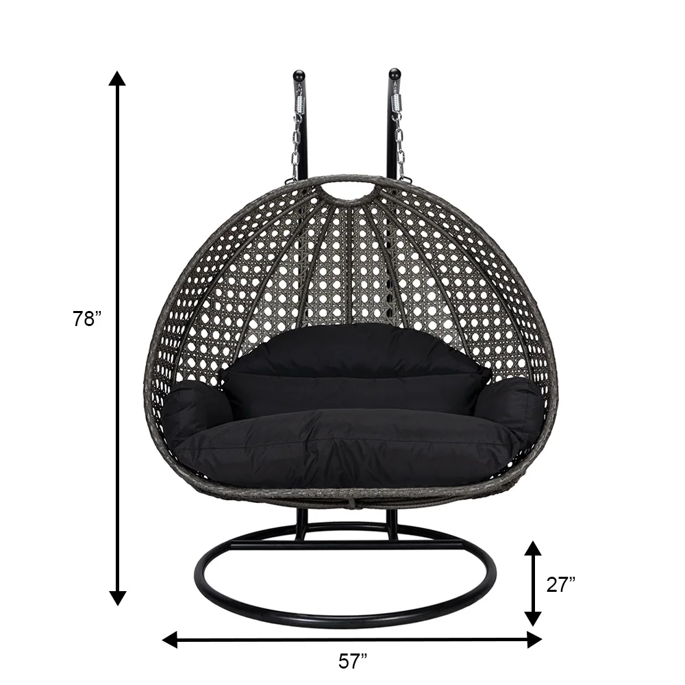 Charcoal Wicker Hanging 2 person Egg Swing Chair