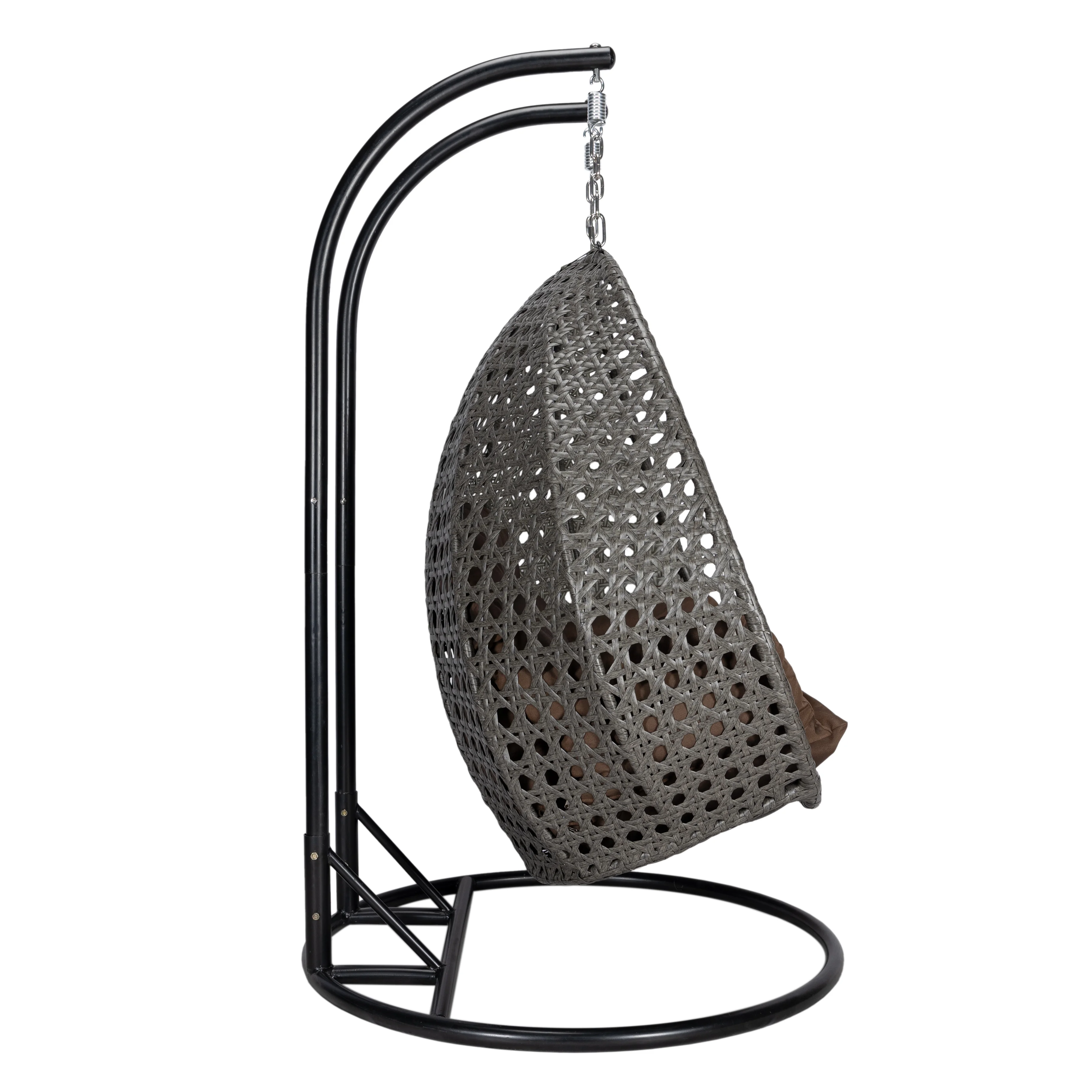 Charcoal Wicker Hanging 2 person Egg Swing Chair