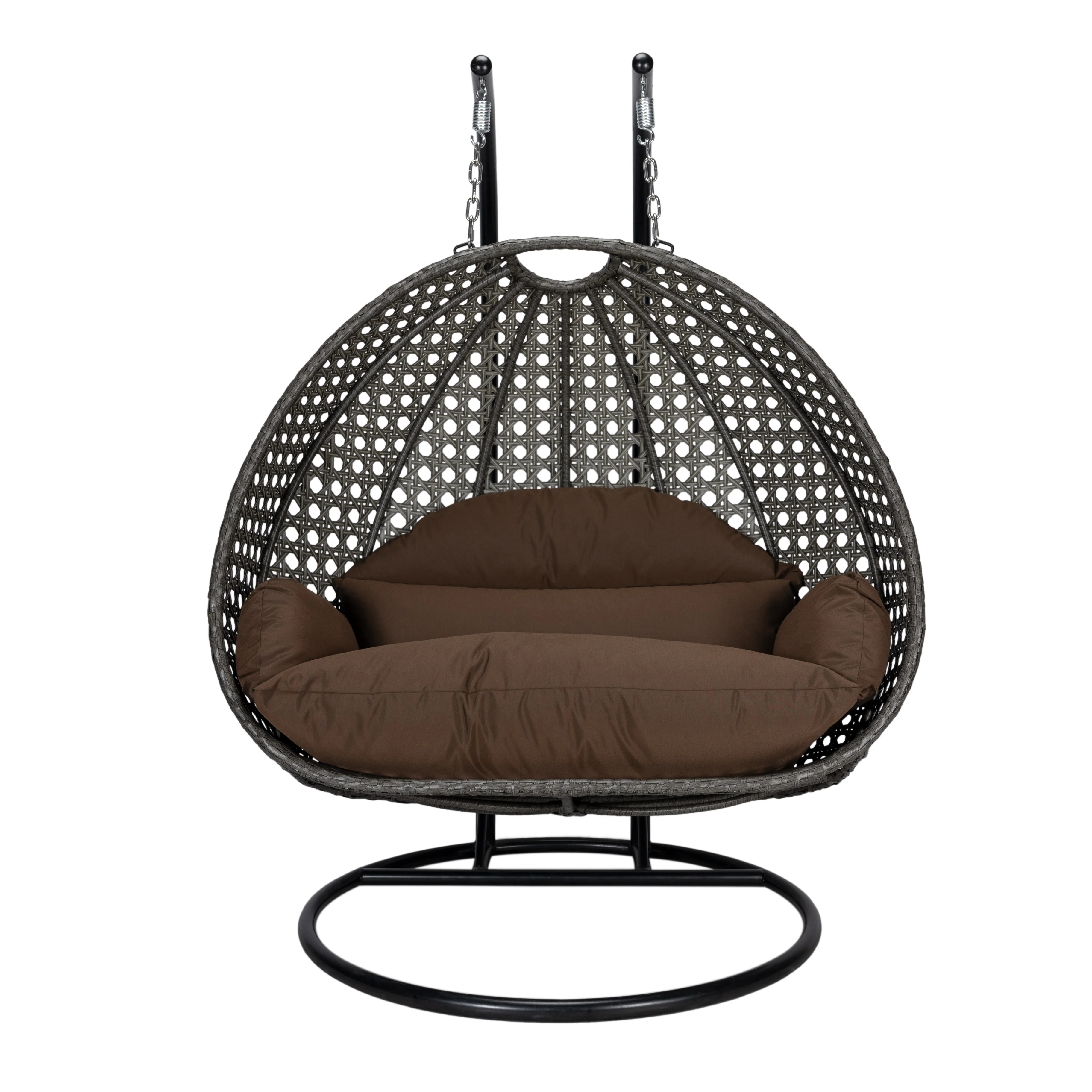 Charcoal Wicker Hanging 2 person Egg Swing Chair