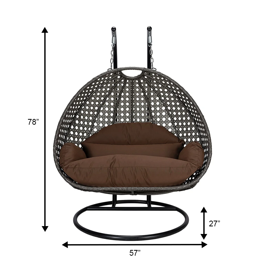 Charcoal Wicker Hanging 2 person Egg Swing Chair