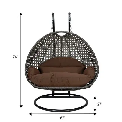 Charcoal Wicker Hanging 2 person Egg Swing Chair