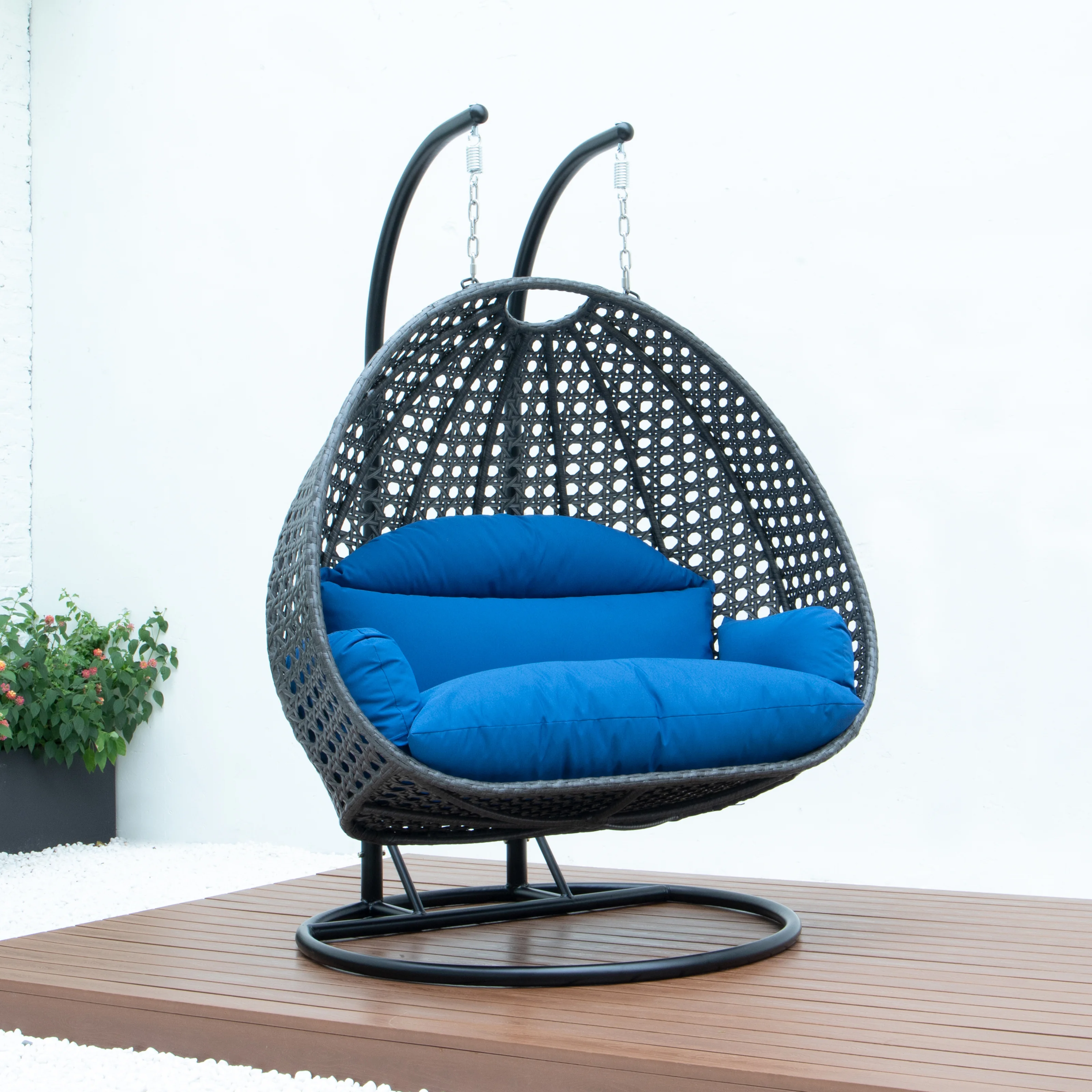 Charcoal Wicker Hanging 2 person Egg Swing Chair
