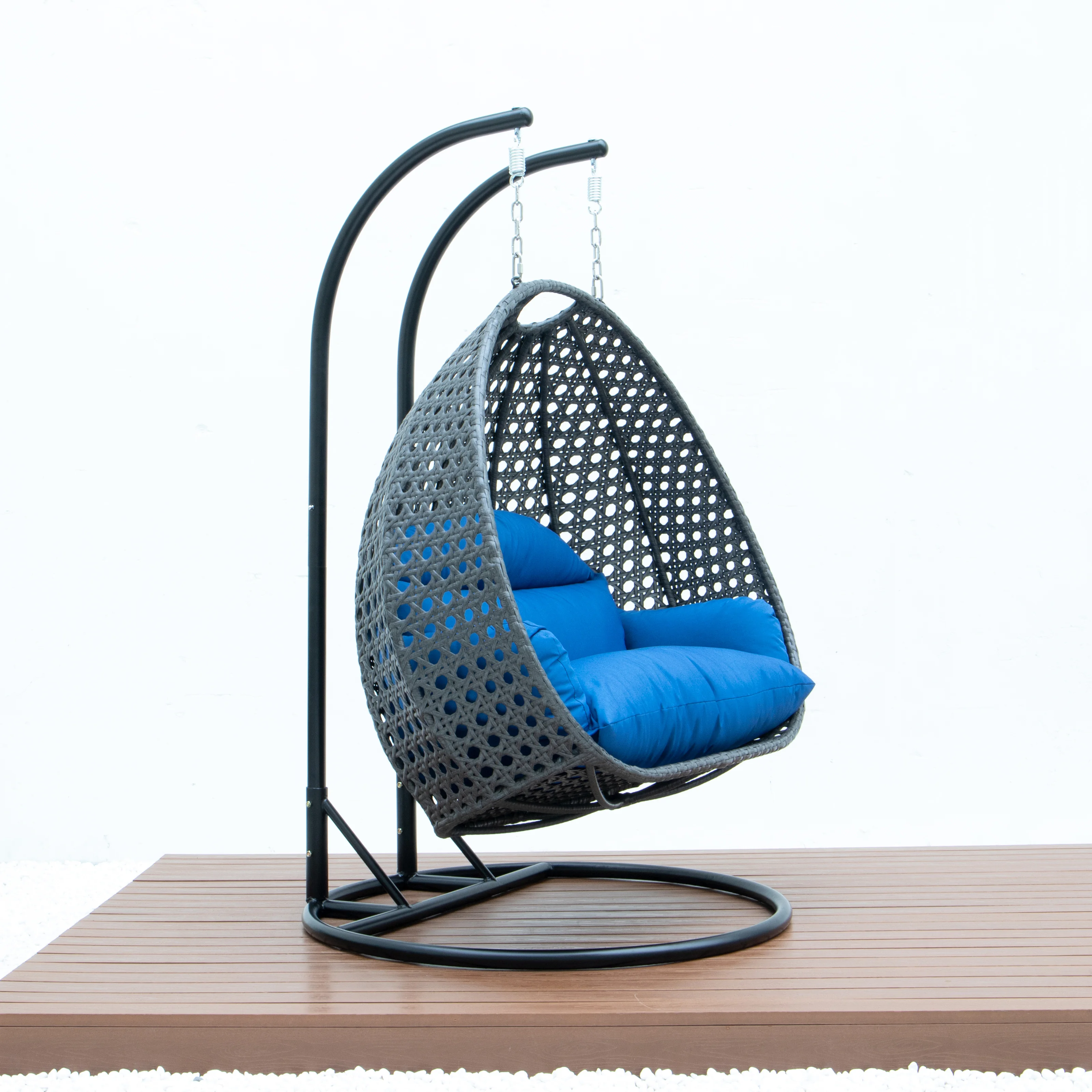 Charcoal Wicker Hanging 2 person Egg Swing Chair