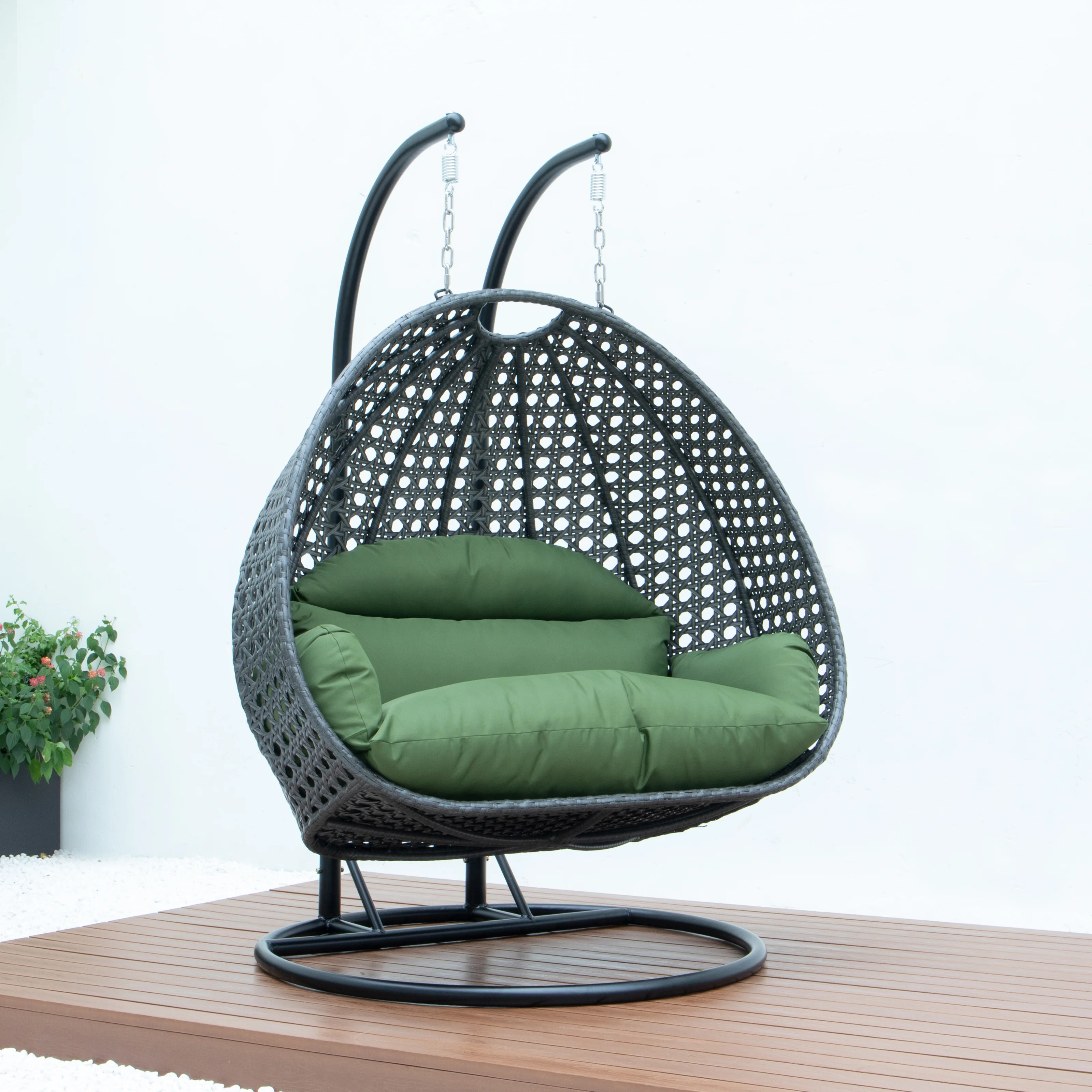 Charcoal Wicker Hanging 2 person Egg Swing Chair