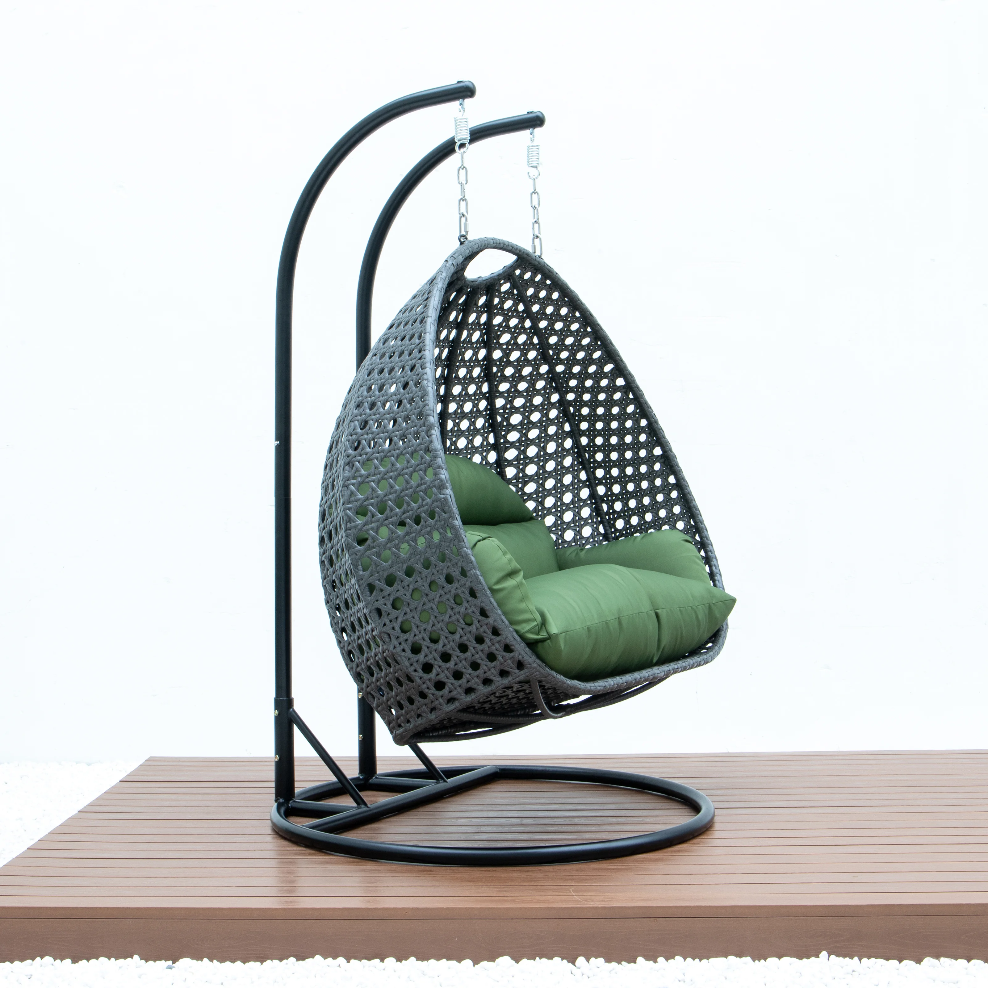 Charcoal Wicker Hanging 2 person Egg Swing Chair