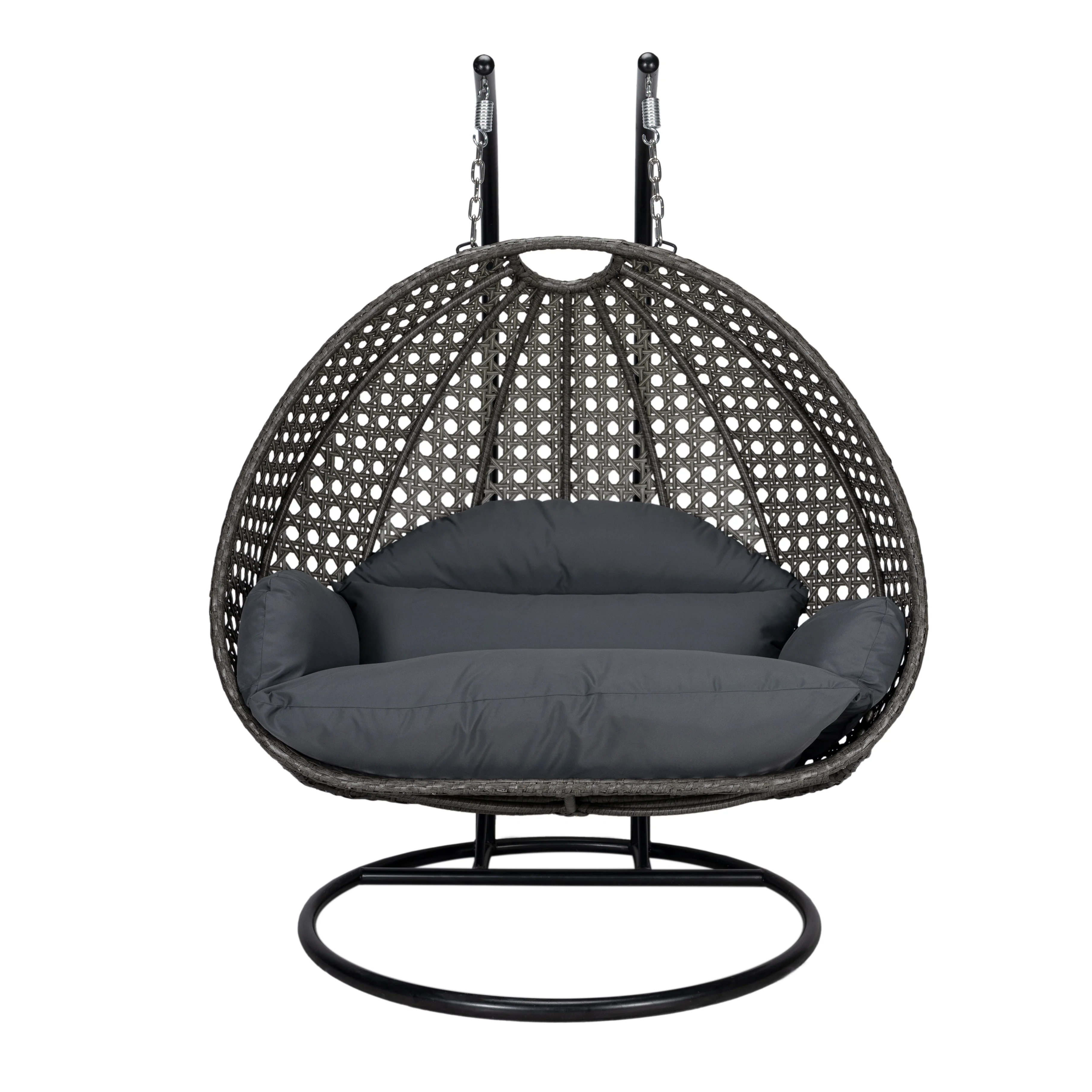 Charcoal Wicker Hanging 2 person Egg Swing Chair