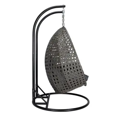 Charcoal Wicker Hanging 2 person Egg Swing Chair