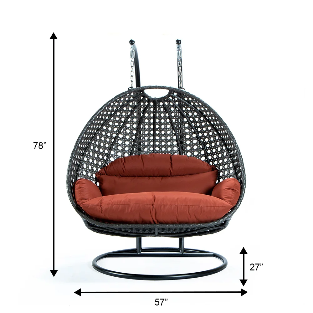 Charcoal Wicker Hanging 2 person Egg Swing Chair